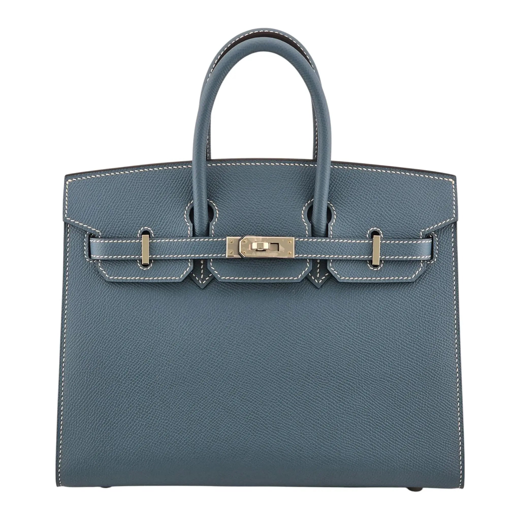 Hermes Birkin 25 Bleu Jean Epsom PHW Bag HERMES