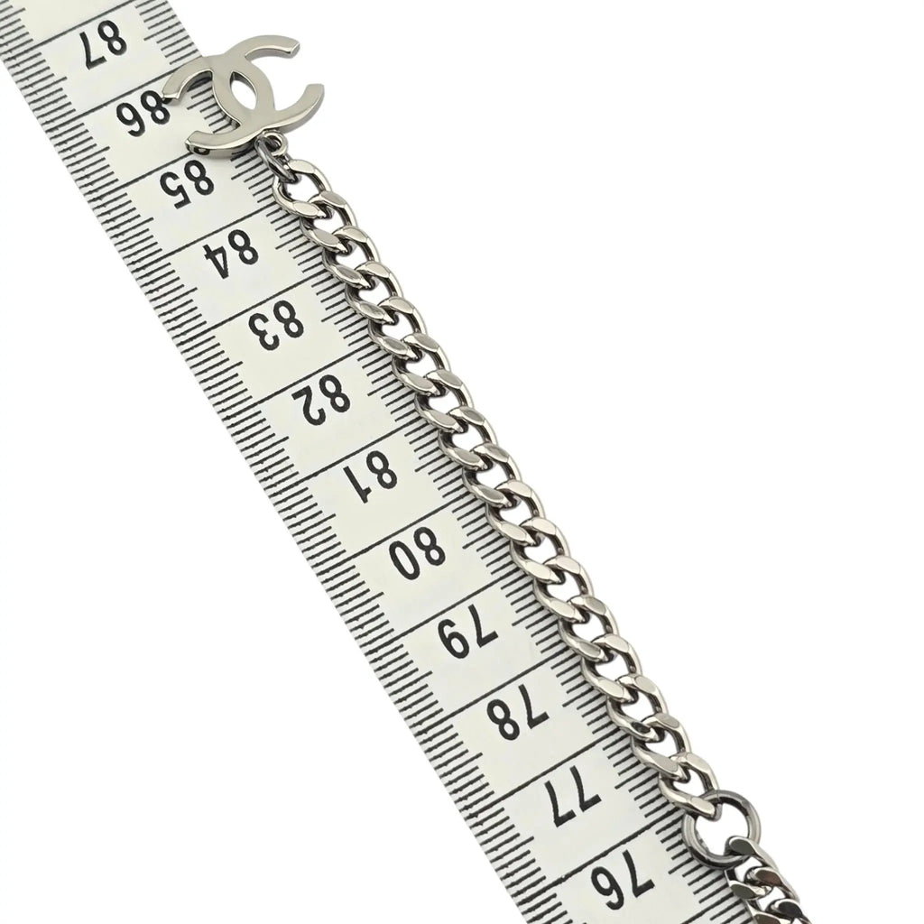 Chanel CC Ruthenium Crystal Chain Silver Long Necklace 2021 CHANEL