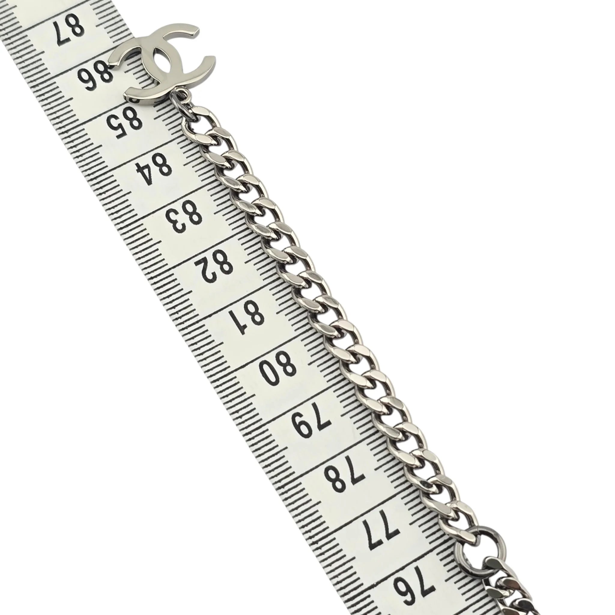 Chanel CC Ruthenium Crystal Chain Silver Long Necklace 2021 CHANEL
