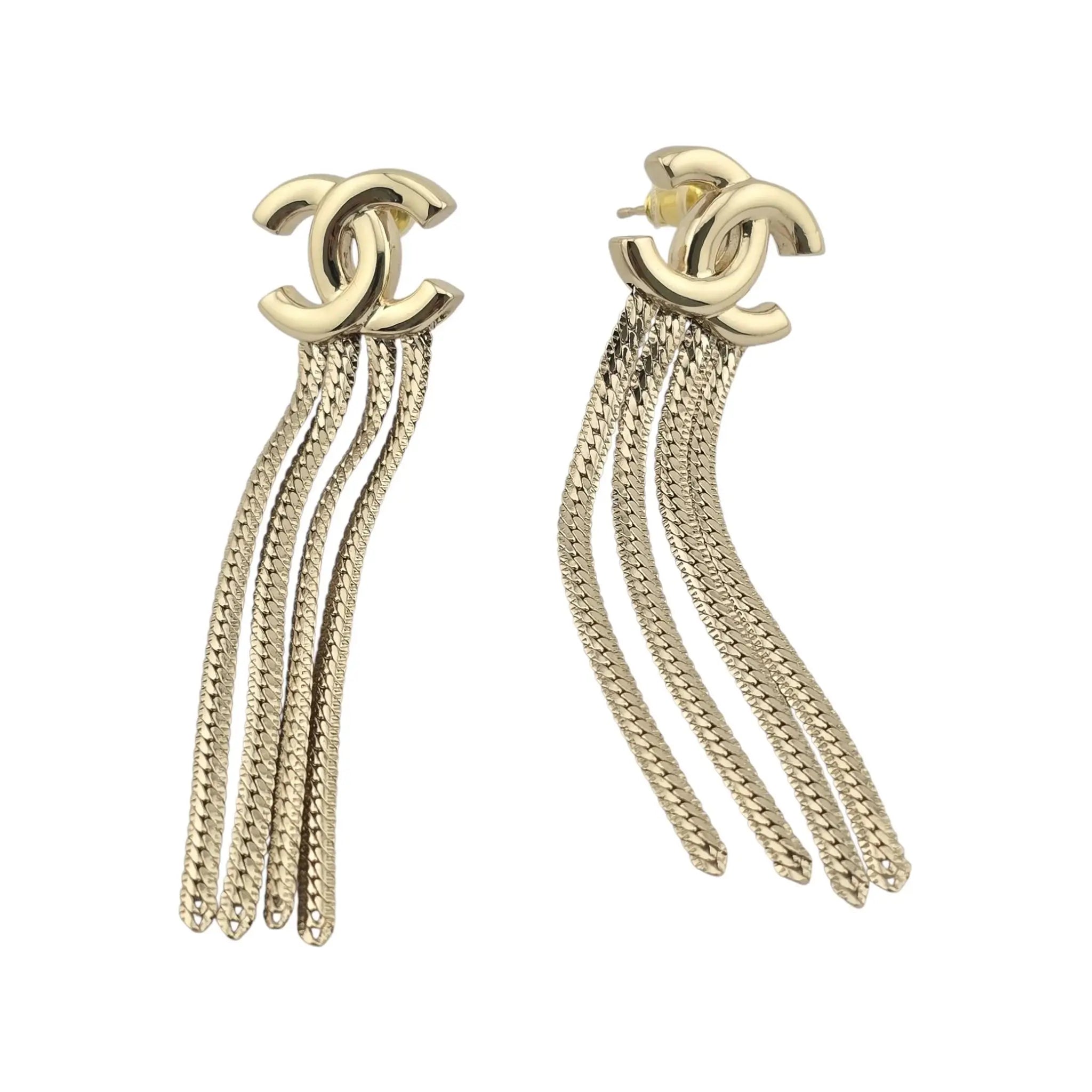 Chanel CC Gold Tassel Drop Earrings 2024 CHANEL