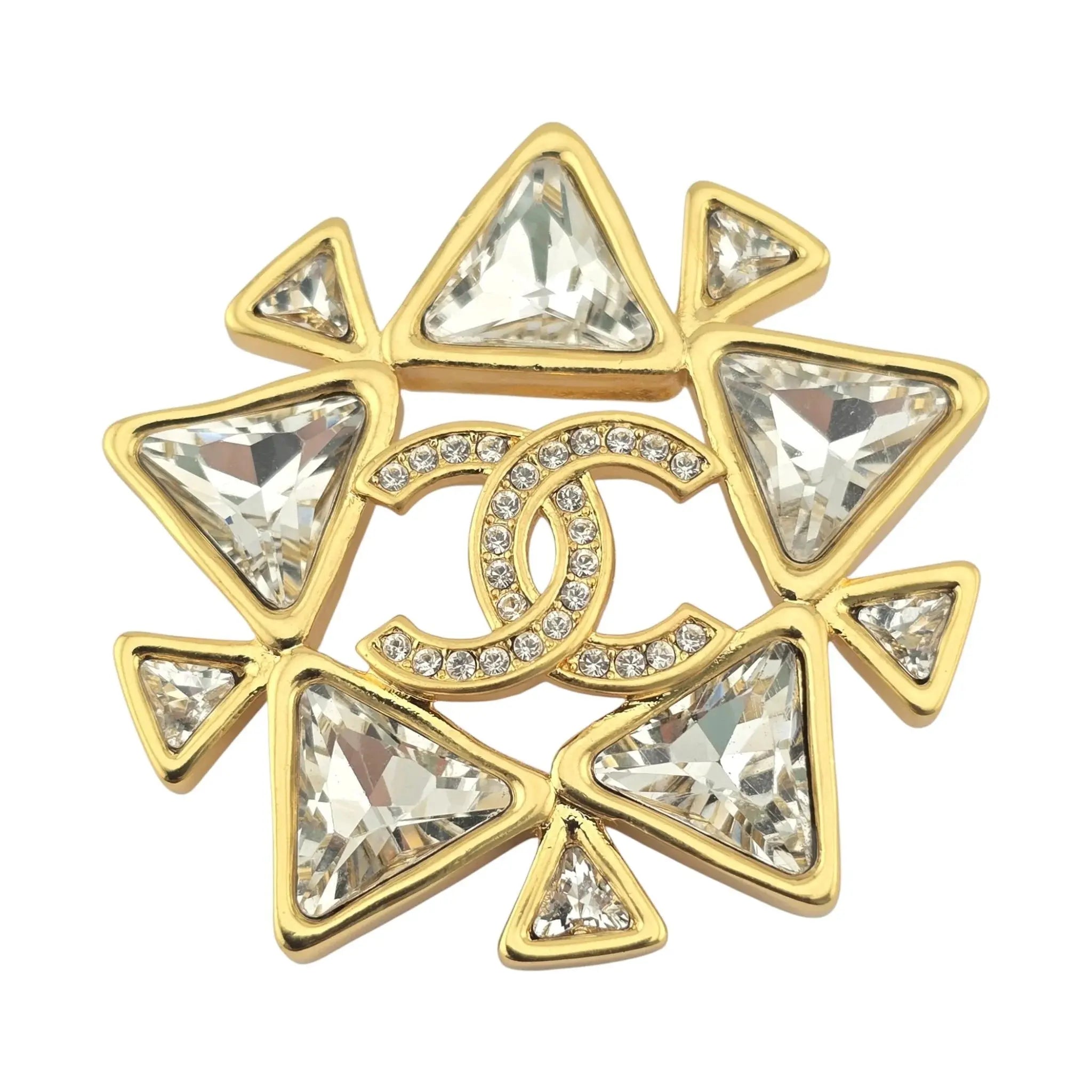Chanel CC Crystal Gold Brooch 2020 CHANEL