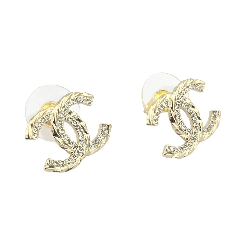 Chanel CC Gold Crystal Earrings 2023 CHANEL