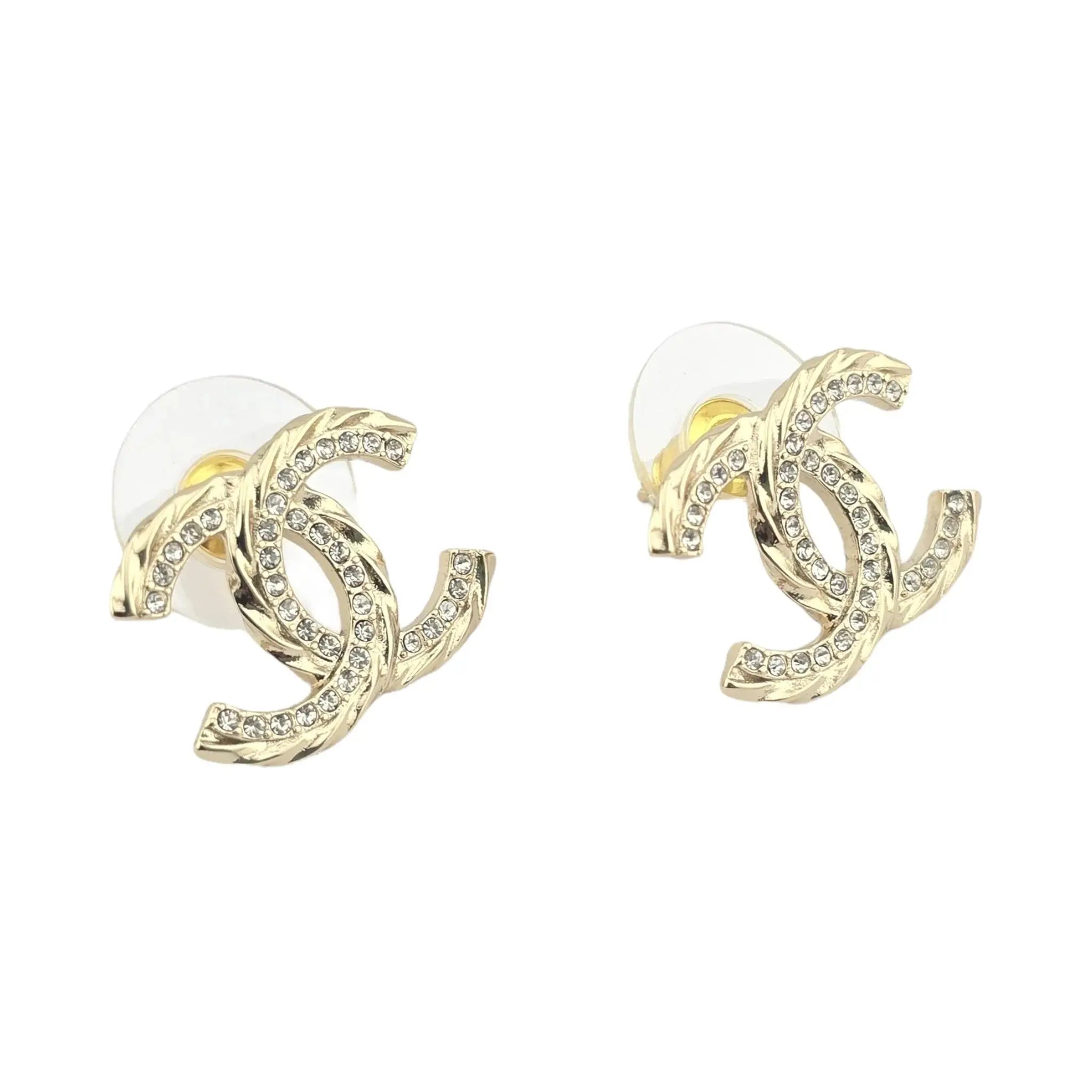Chanel CC Gold Crystal Earrings 2023 CHANEL