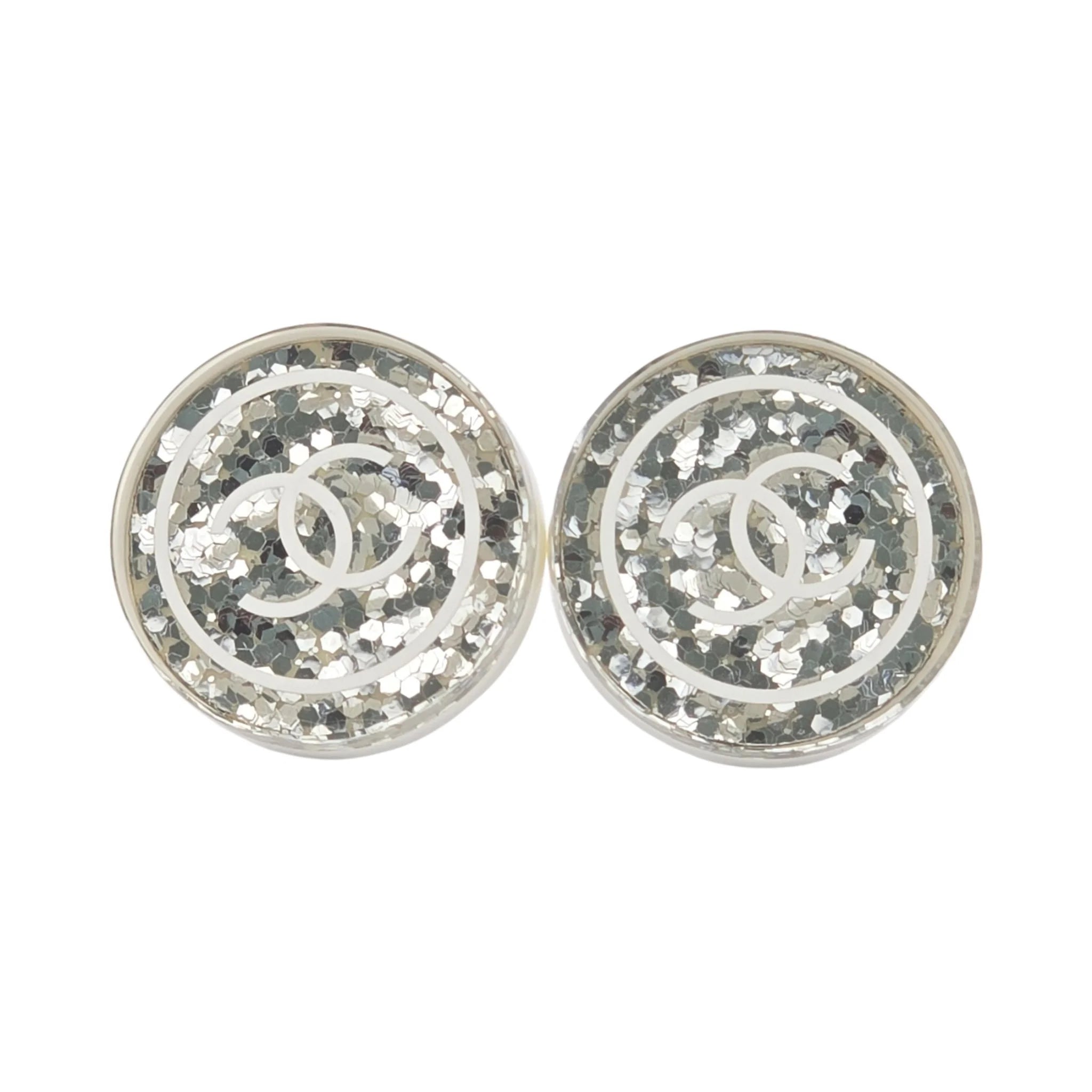 Chanel CC White Resin Round Earrings 2024 CHANEL