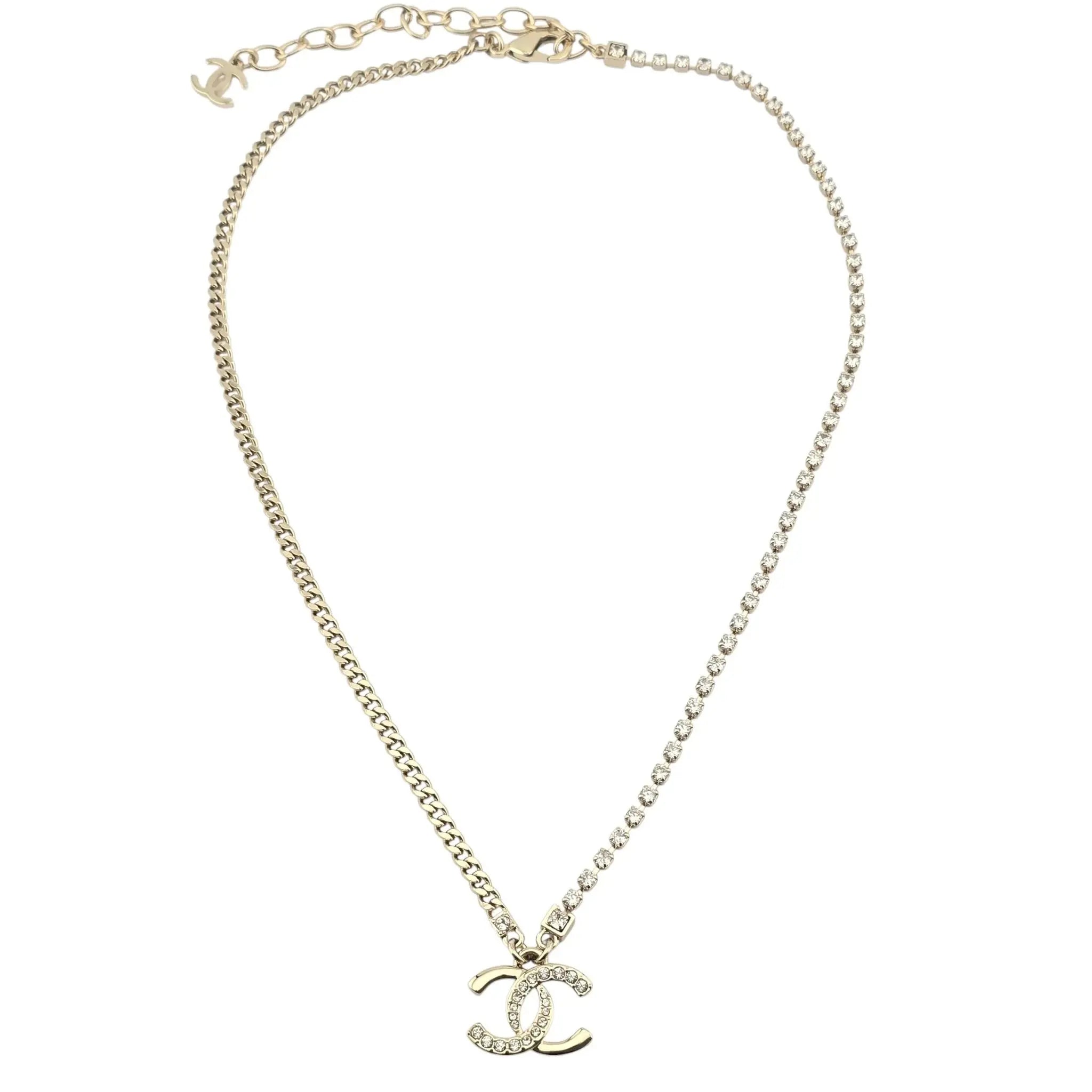 Chanel CC Gold Crystal Chain Necklace 2024 CHANEL