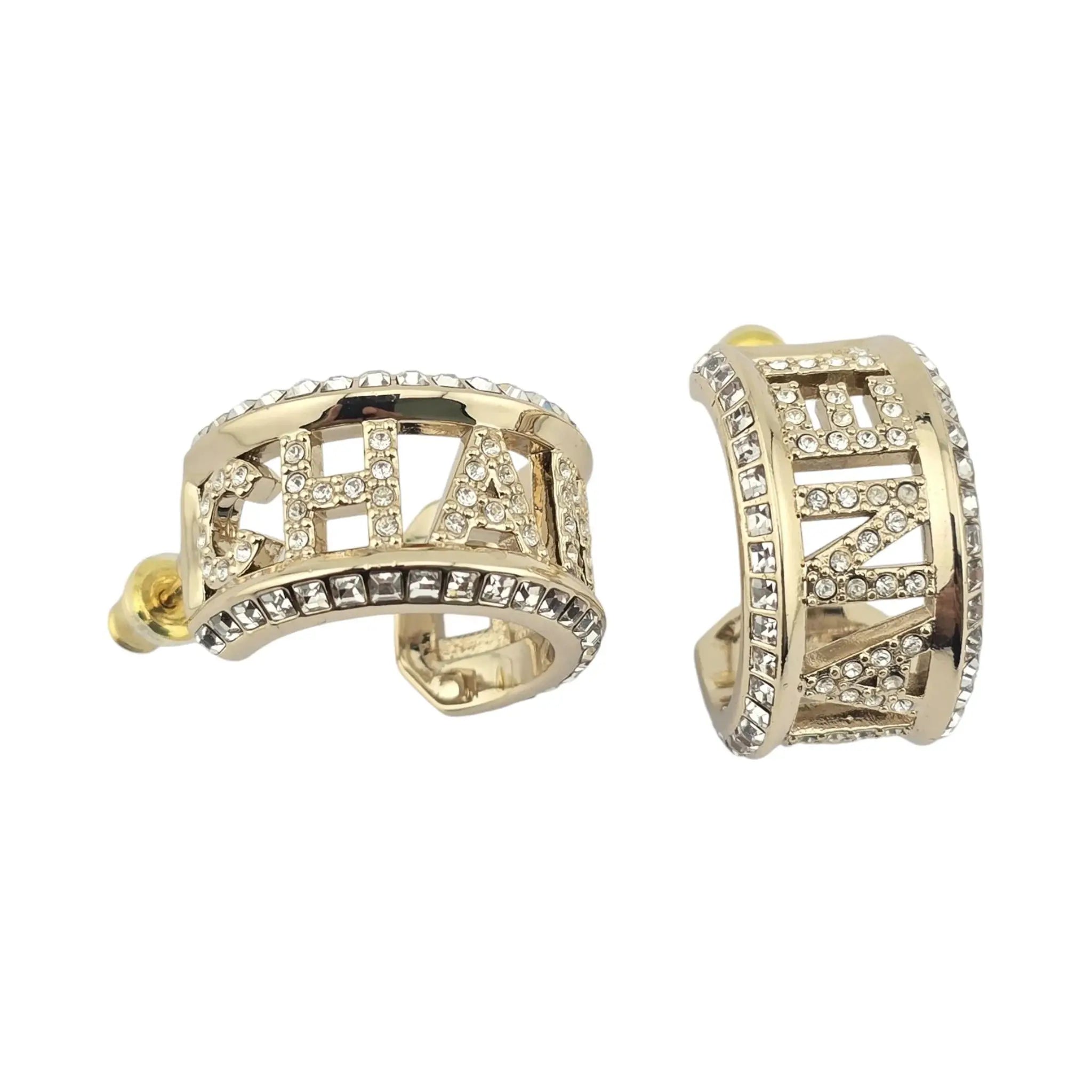 Chanel Logo Hoop Gold Earrings 2024 CHANEL