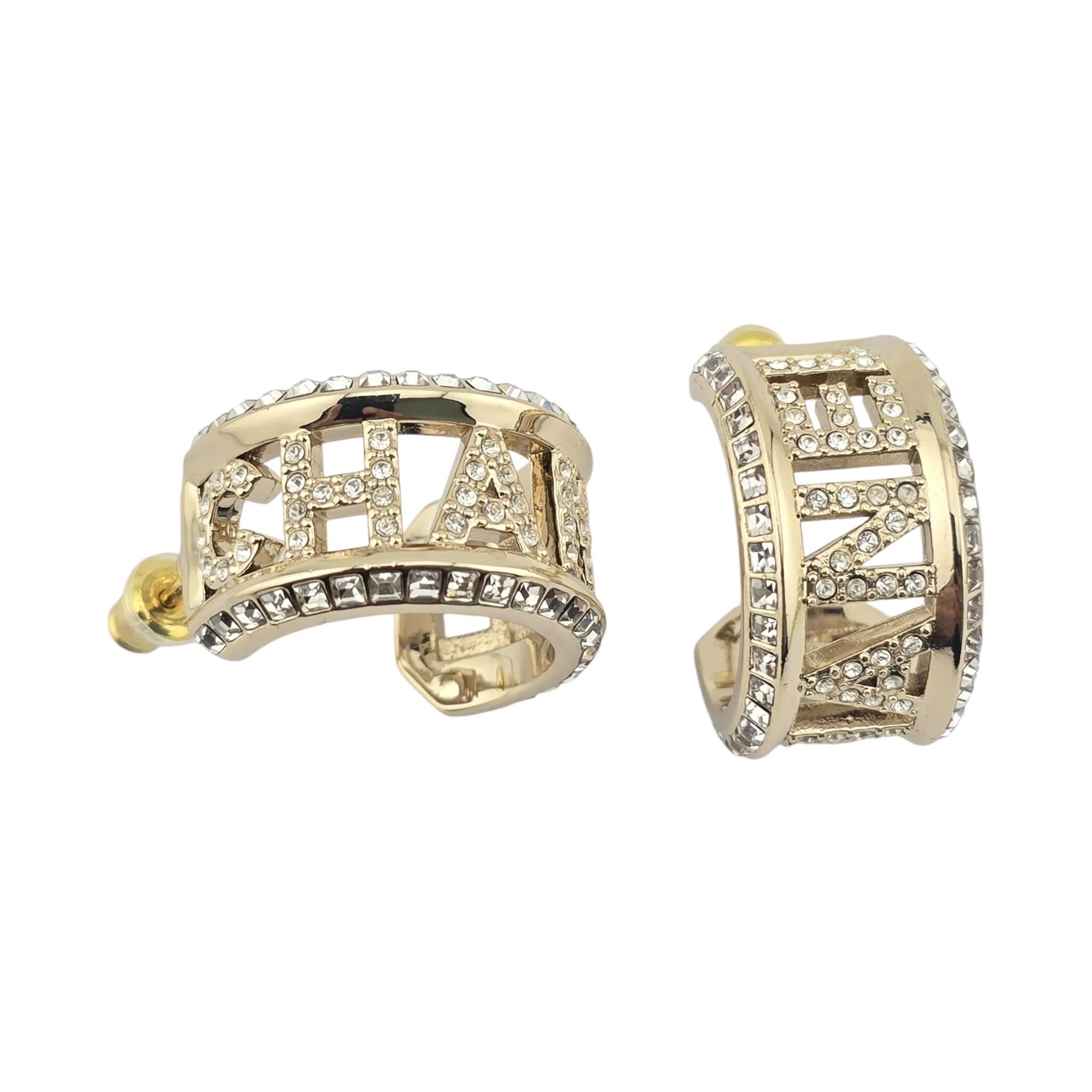 Chanel Logo Hoop Gold Earrings 2024 CHANEL