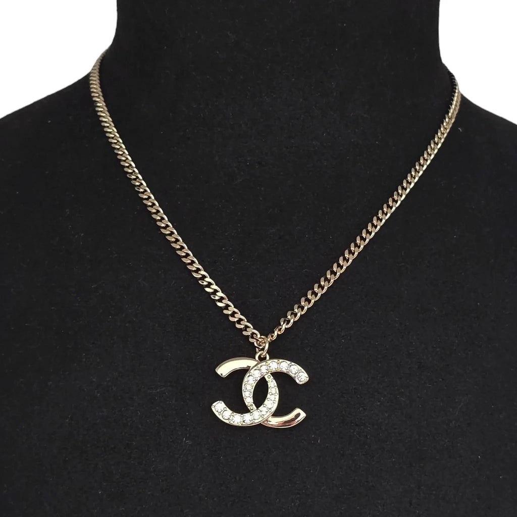 Chanel CC Gold Crystal Pendant Necklace 2024 CHANEL