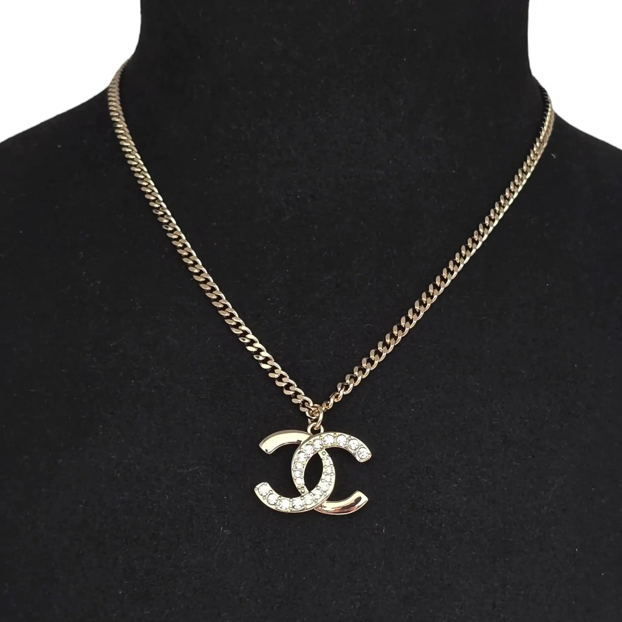 Chanel CC Gold Crystal Pendant Necklace 2024 CHANEL