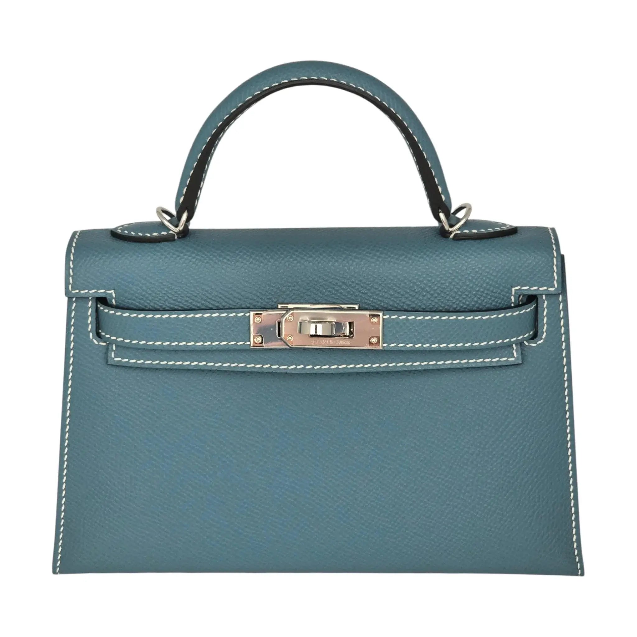 Hermes Mini Kelly II Epsom Bleu Jean Palladium Hardware Bag HERMES
