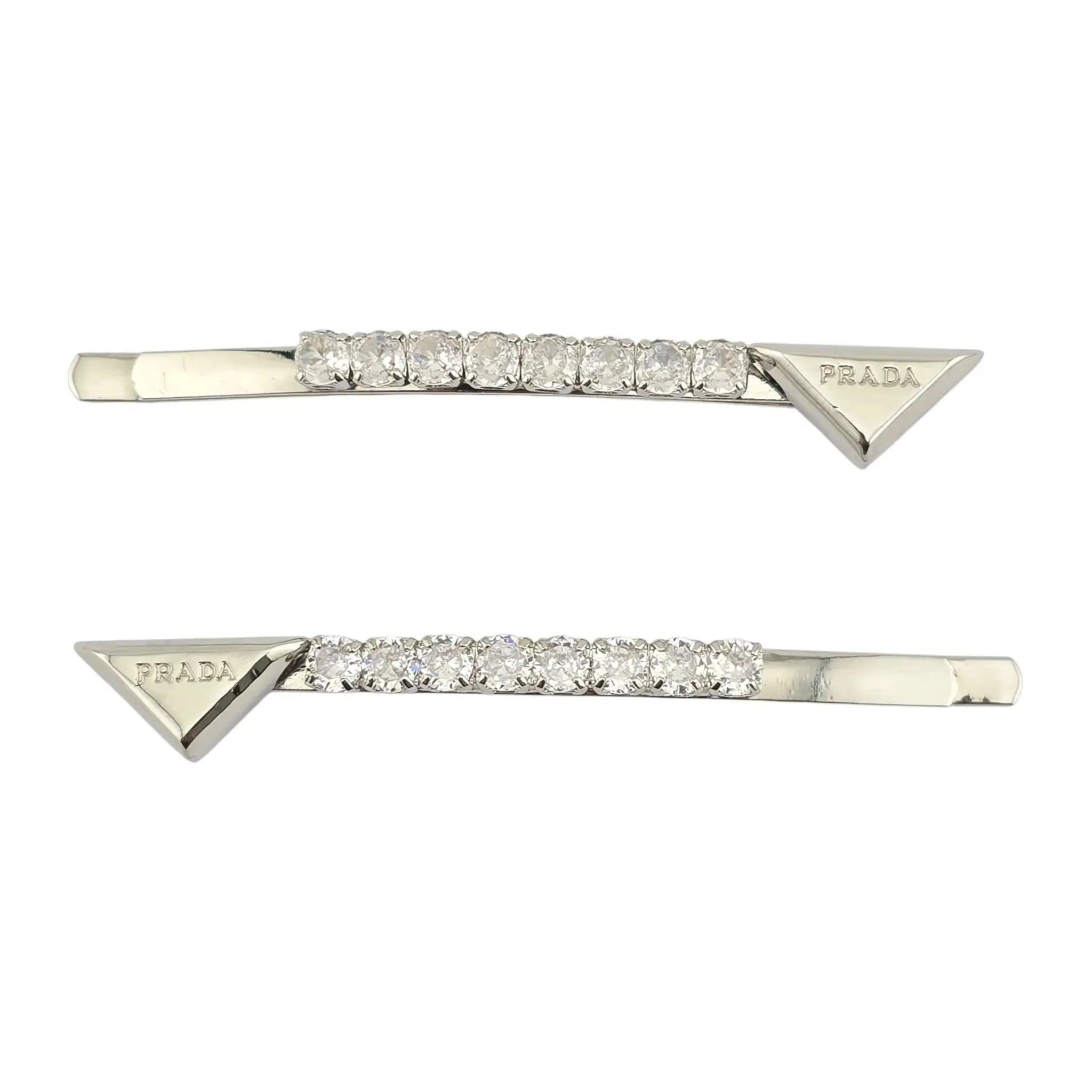 Prada Crystal Embellished Silver Hair Clip PRADA