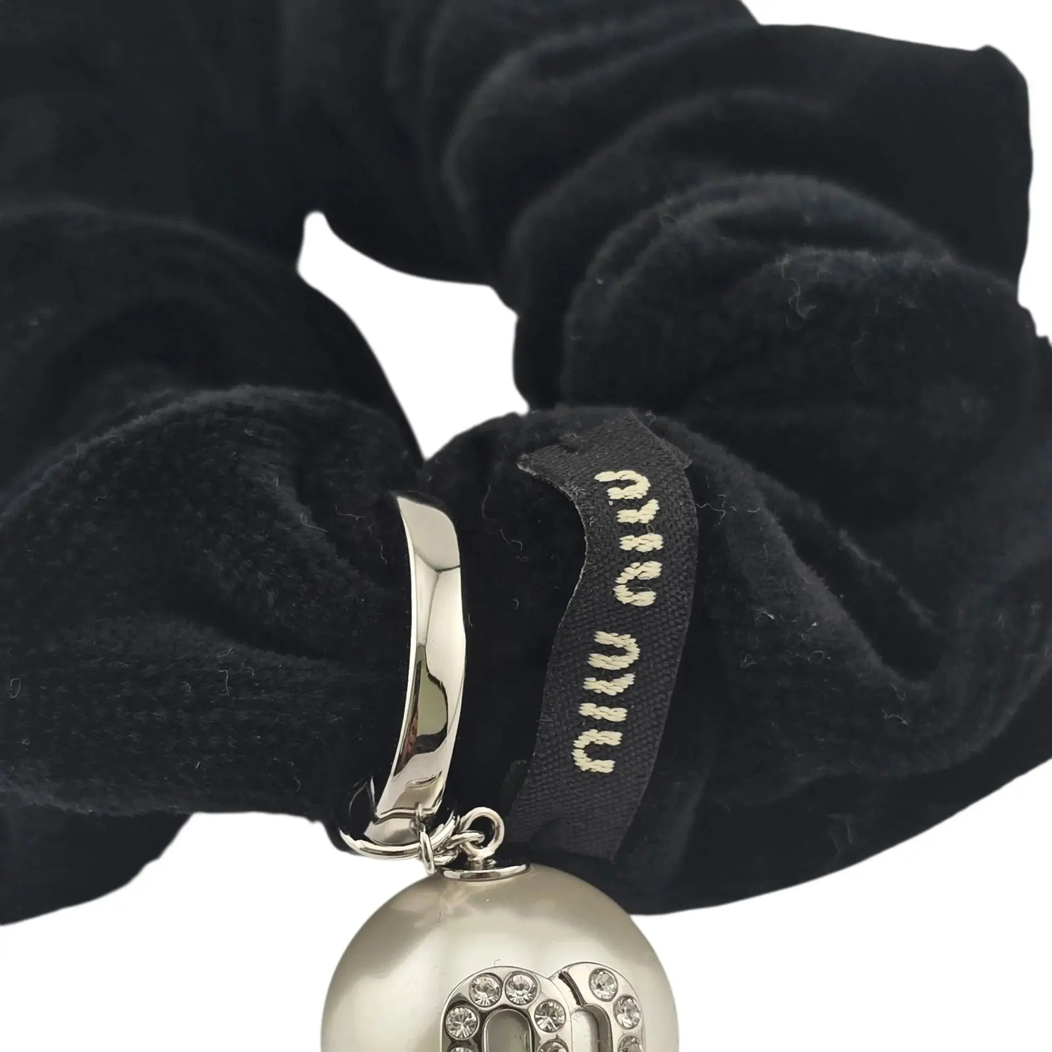Miu Miu Black Velvet Pearl Scrunchie MIU MIU