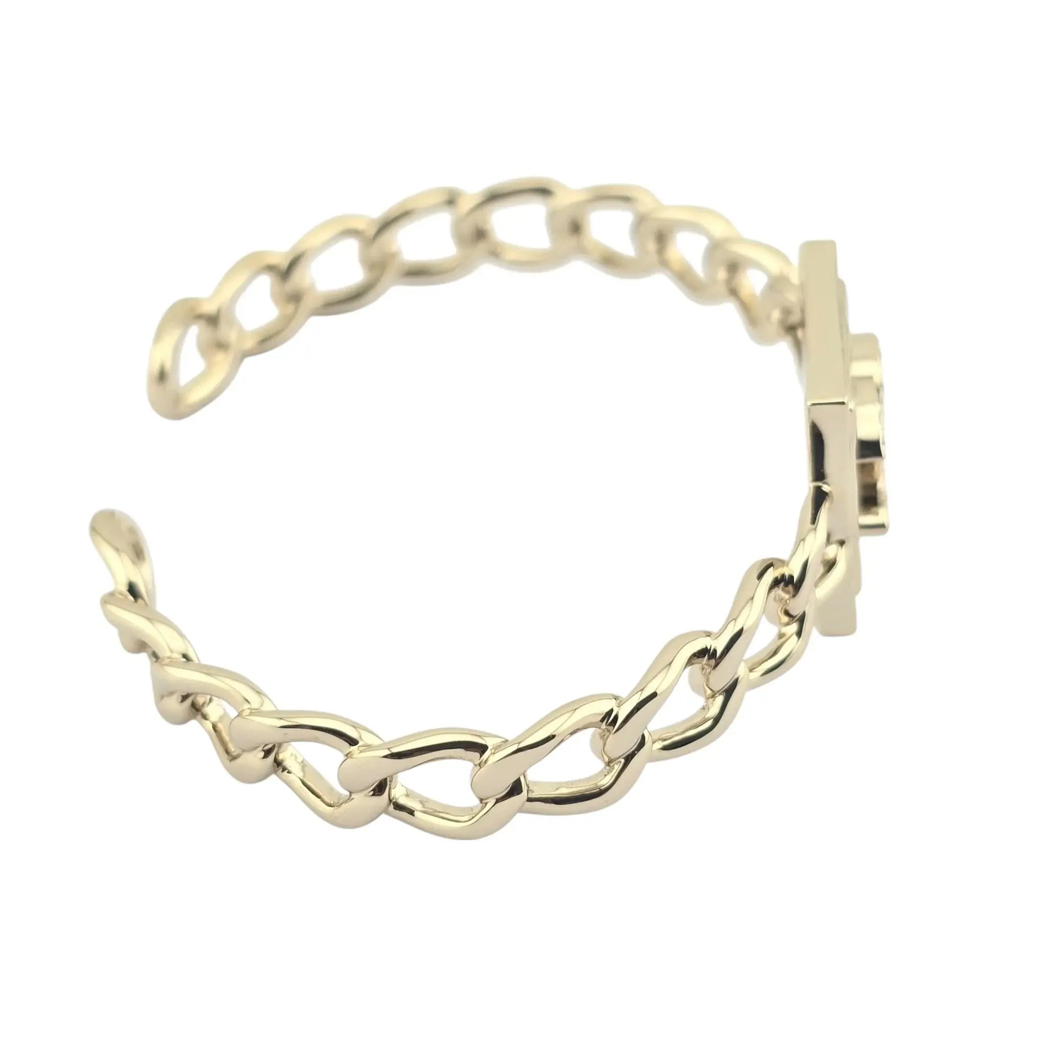 Chanel CC Gold Chain Crystal Cuff Bangle CHANEL