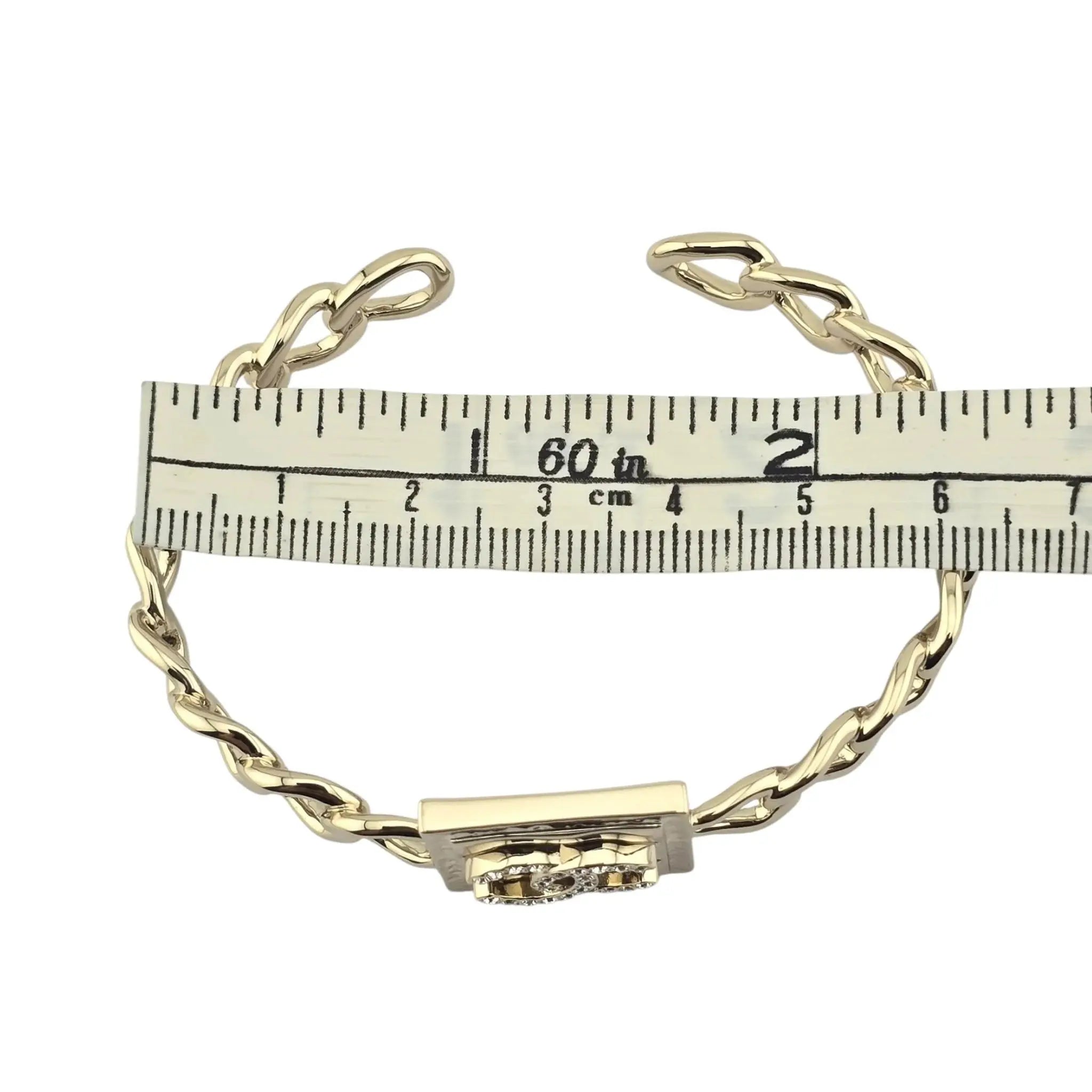 Chanel CC Gold Chain Crystal Cuff Bangle CHANEL