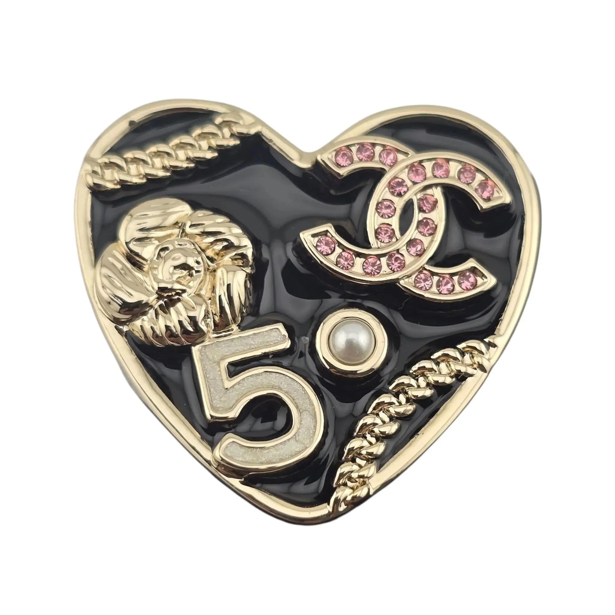 Chanel CC Black Heart Pin Brooch 2024 CHANEL