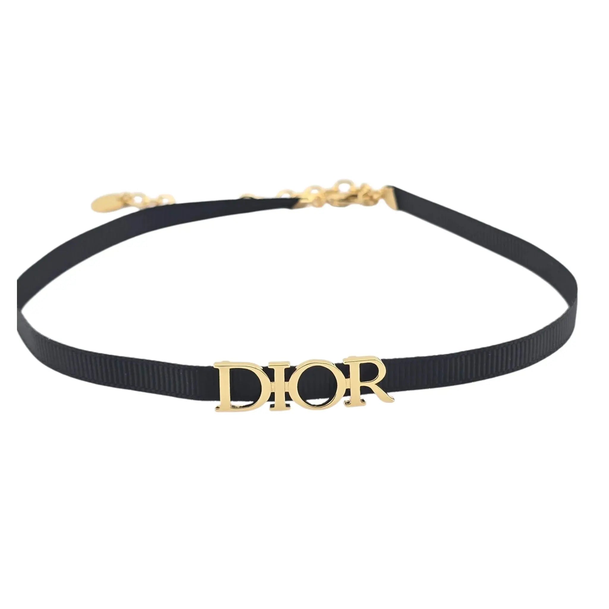 Christian Dior Black Gold Fabric Choker Necklace DIOR