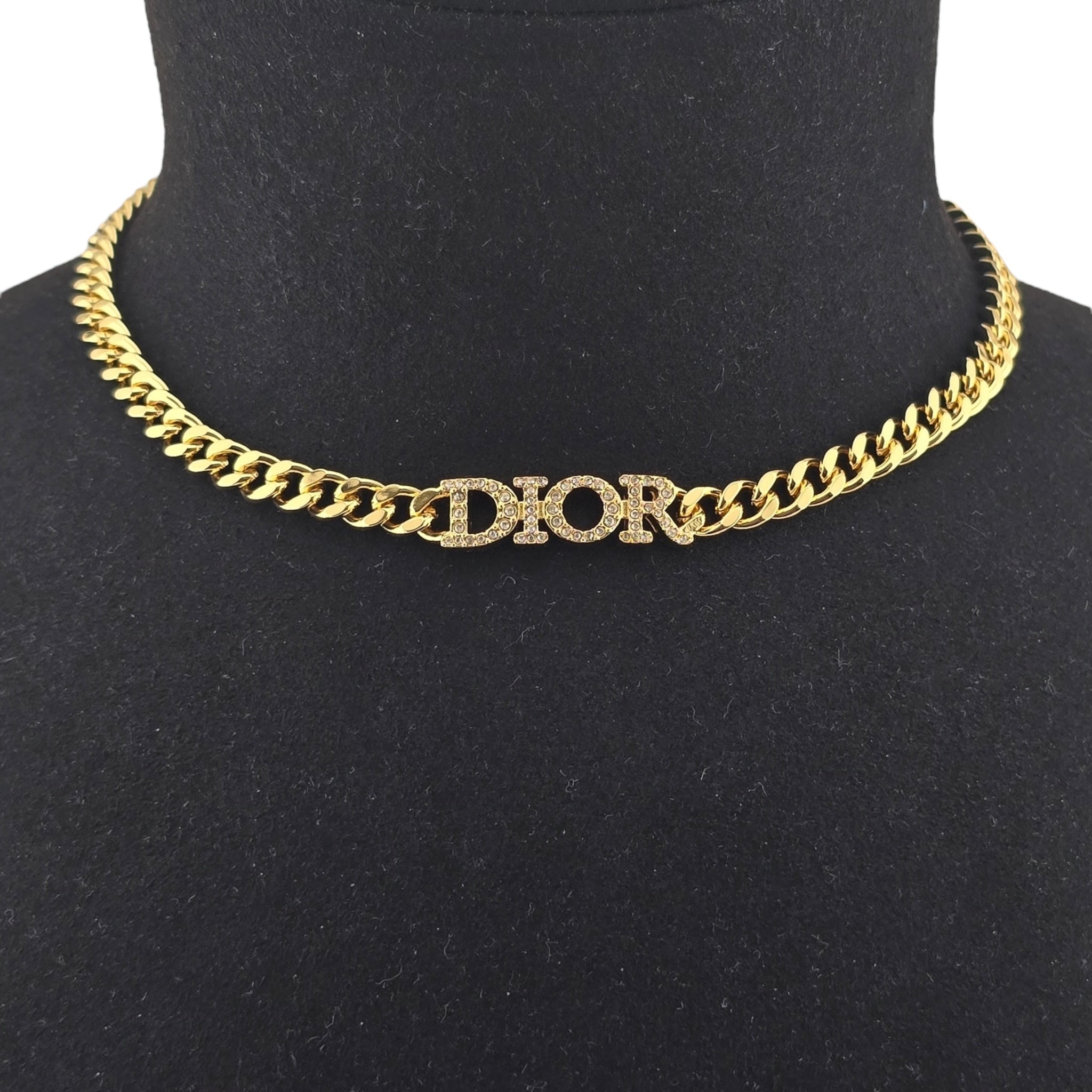 Christian Dior Metal Crystal Dio(r)evolution Choker Necklace Gold DIOR