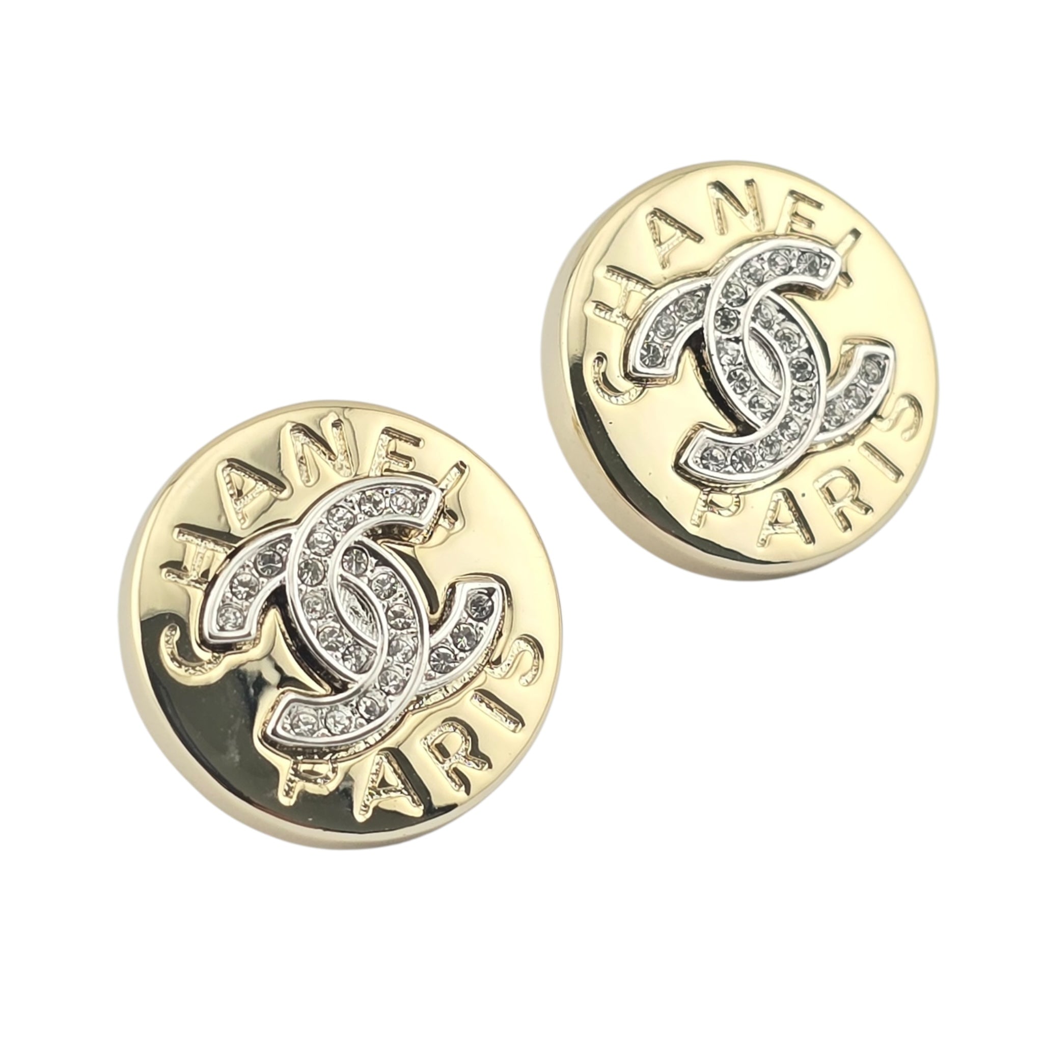 Chanel CC Round Gold Silver Earrings 2025 CHANEL