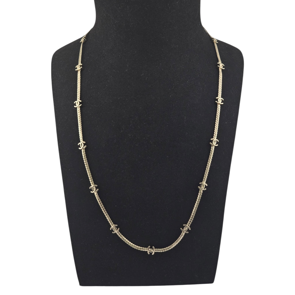 Chanel CC Metal Thin Gold Necklace 2024 CHANEL