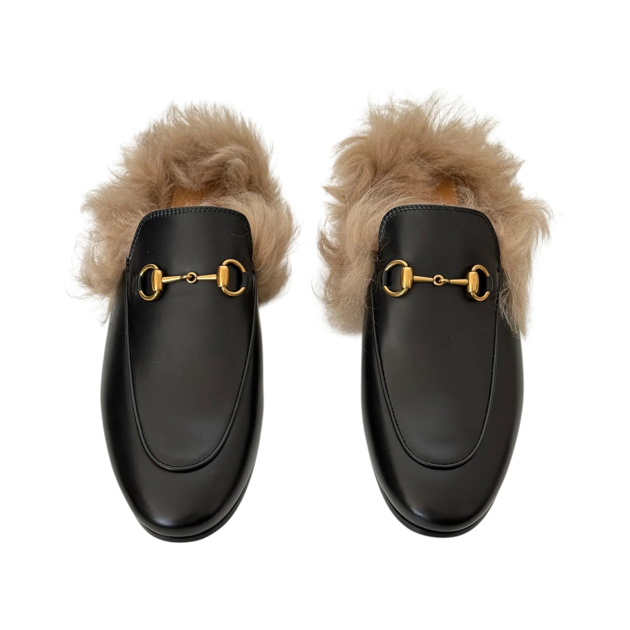 GUCCI Princetown Fur Lined Mules - 39