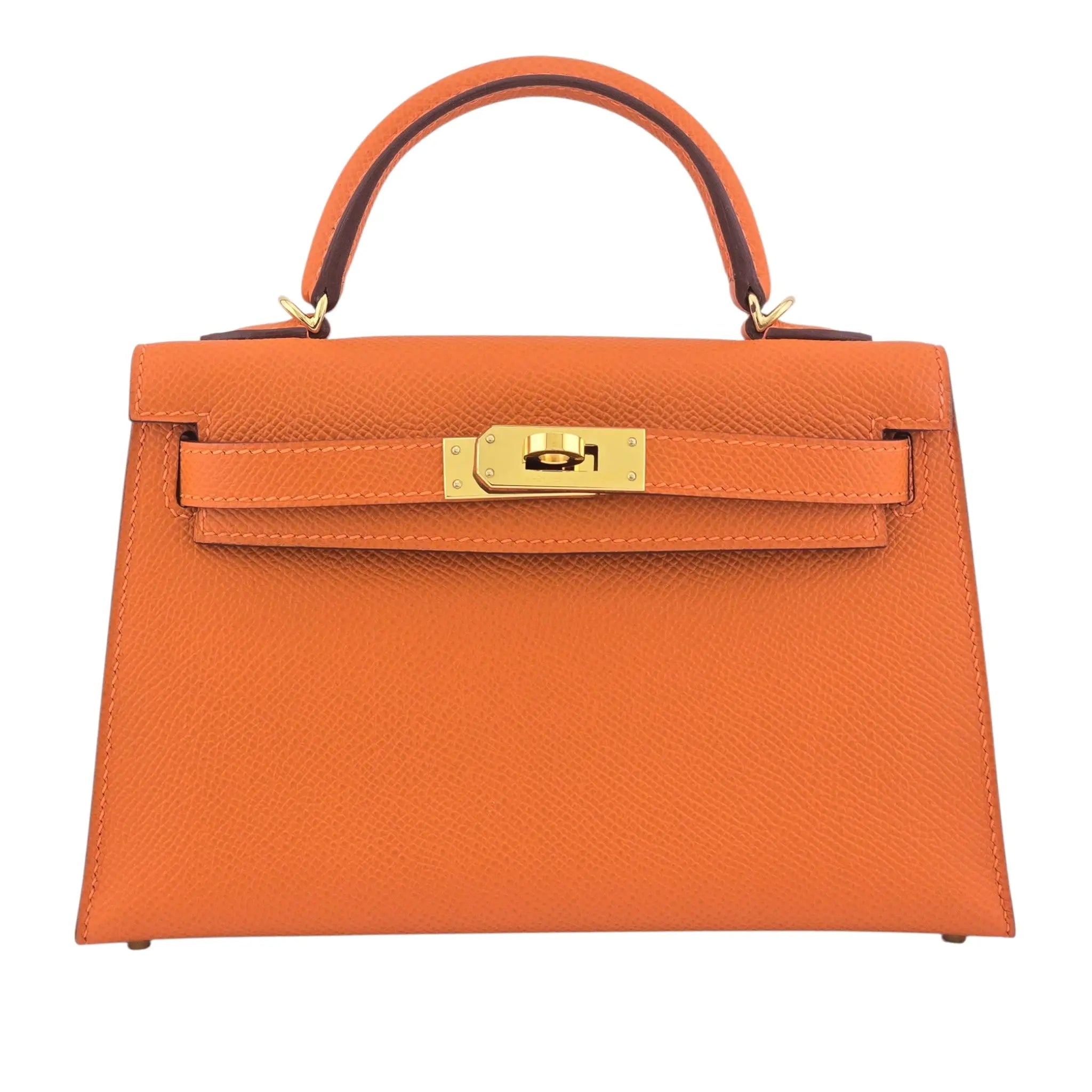 Hermes Mini Kelly II Epsom Orange Gold Hardware Bag HERMES