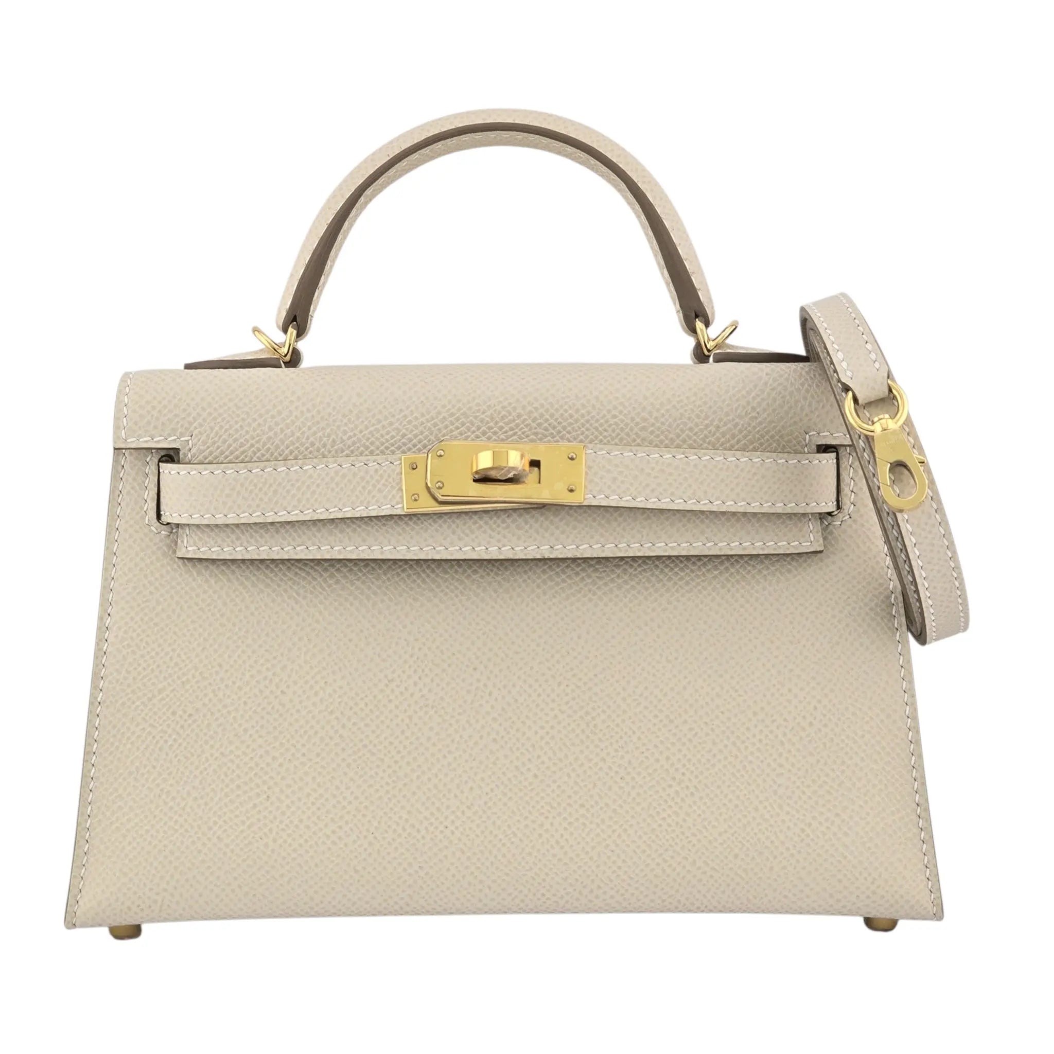 Hermes Mini Kelly II Epsom Craie Gold Hardware Bag HERMES