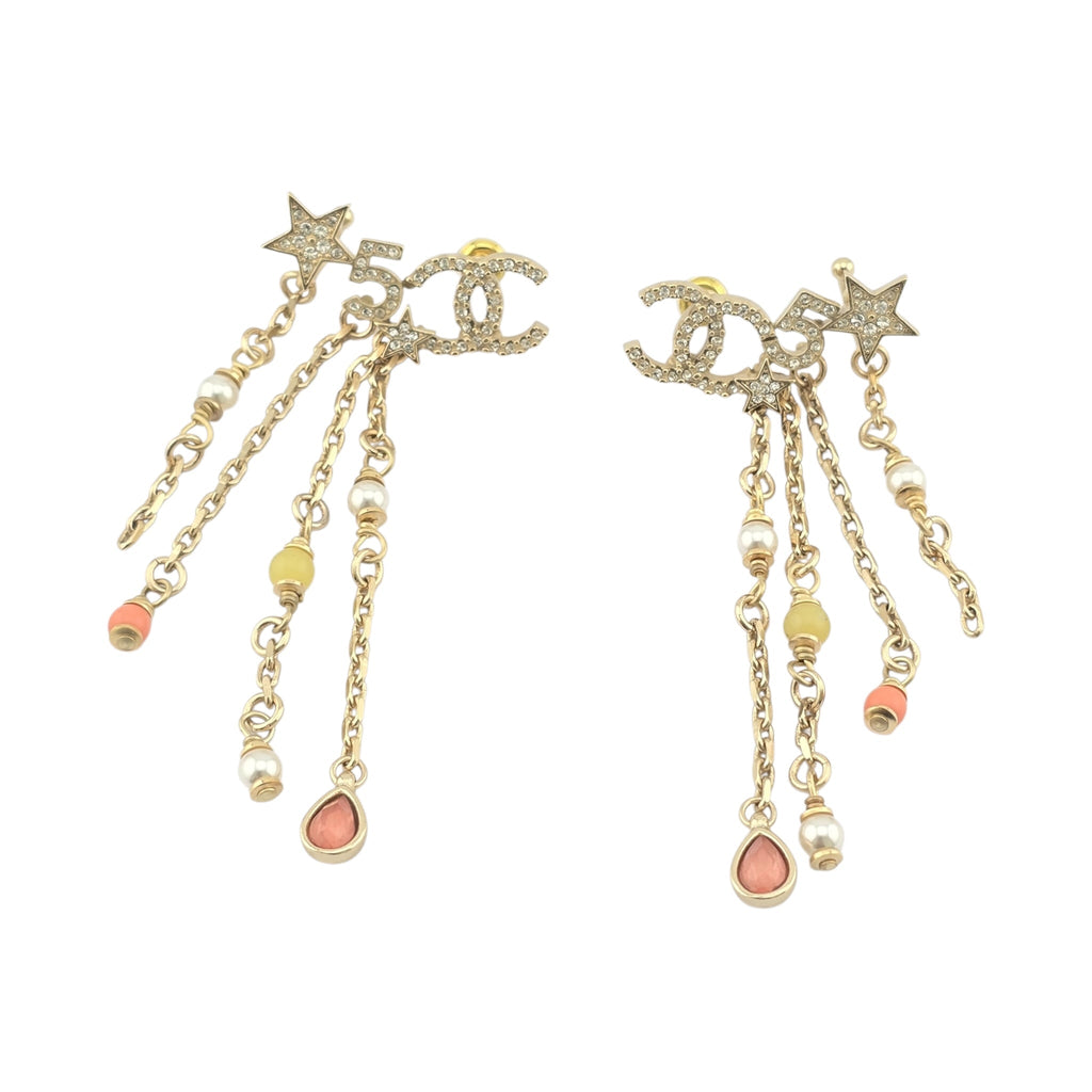 Chanel CC Gold Multi Chain Drop Earrings 2022 CHANEL