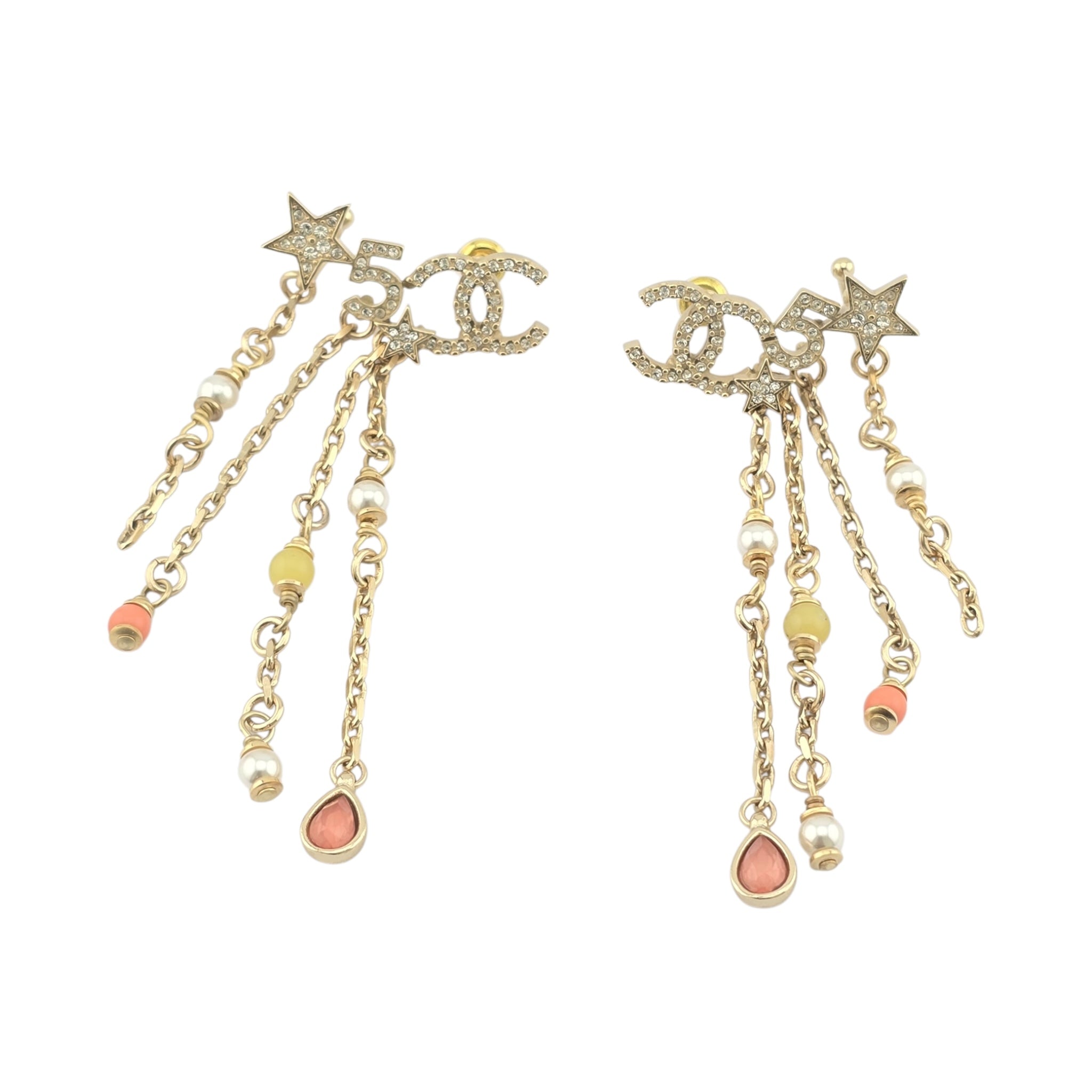 Chanel CC Gold Multi Chain Drop Earrings 2022 CHANEL