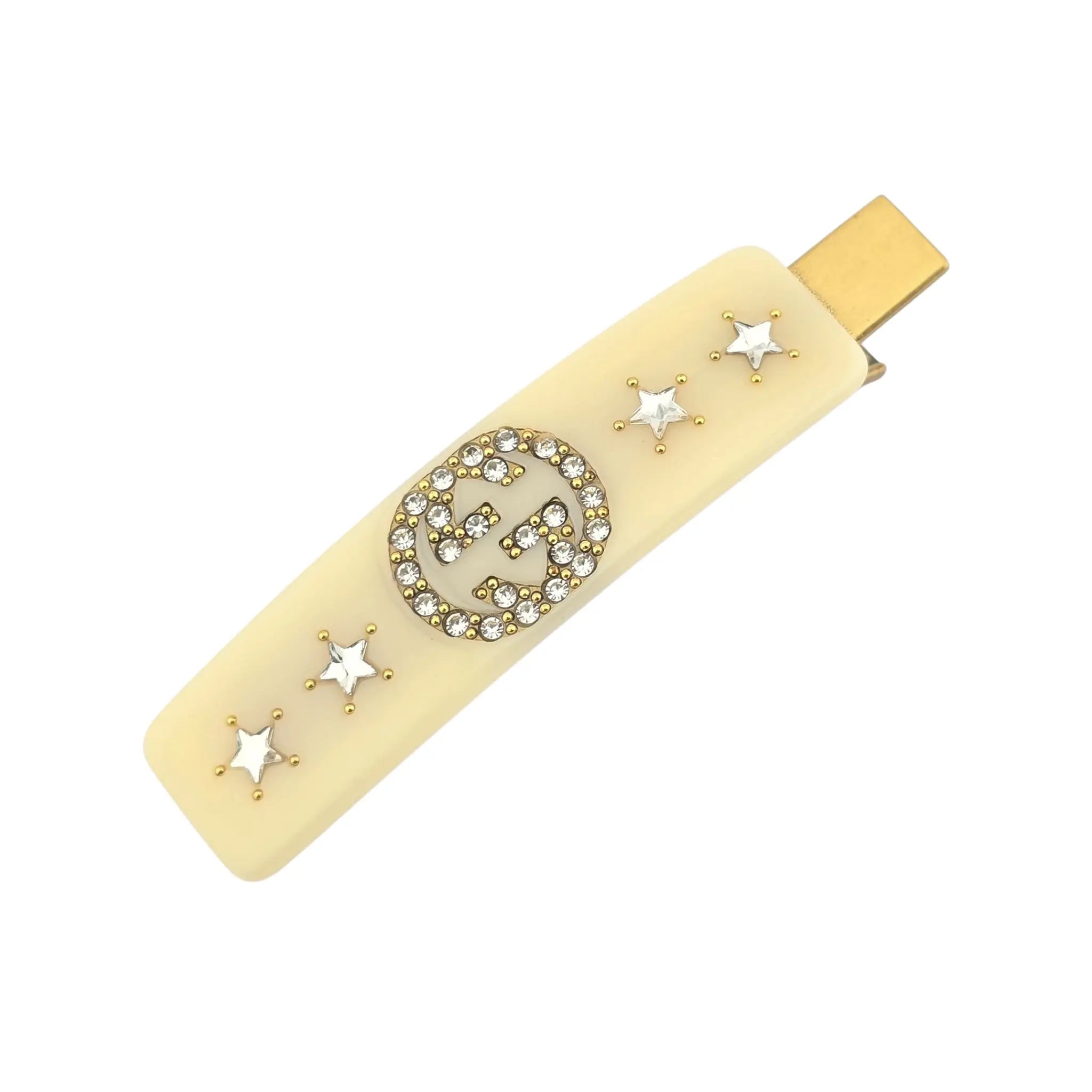 GUCCI GG Resin Crystal Star Hair Clip White GUCCI