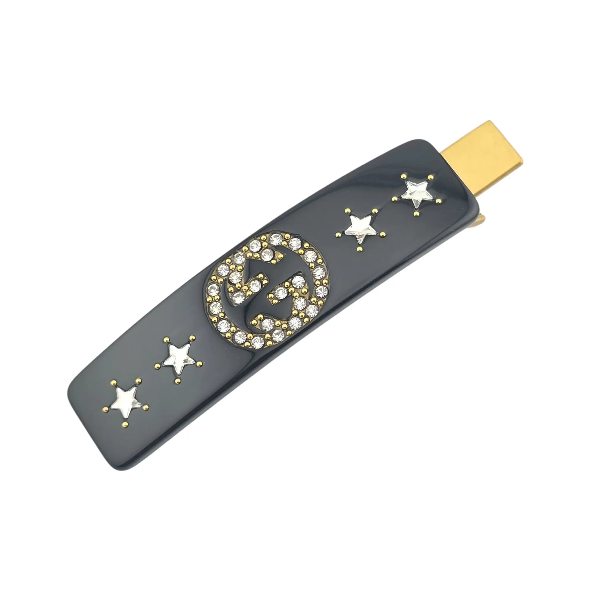 GUCCI GG Resin Crystal Star Hair Clip Black GUCCI