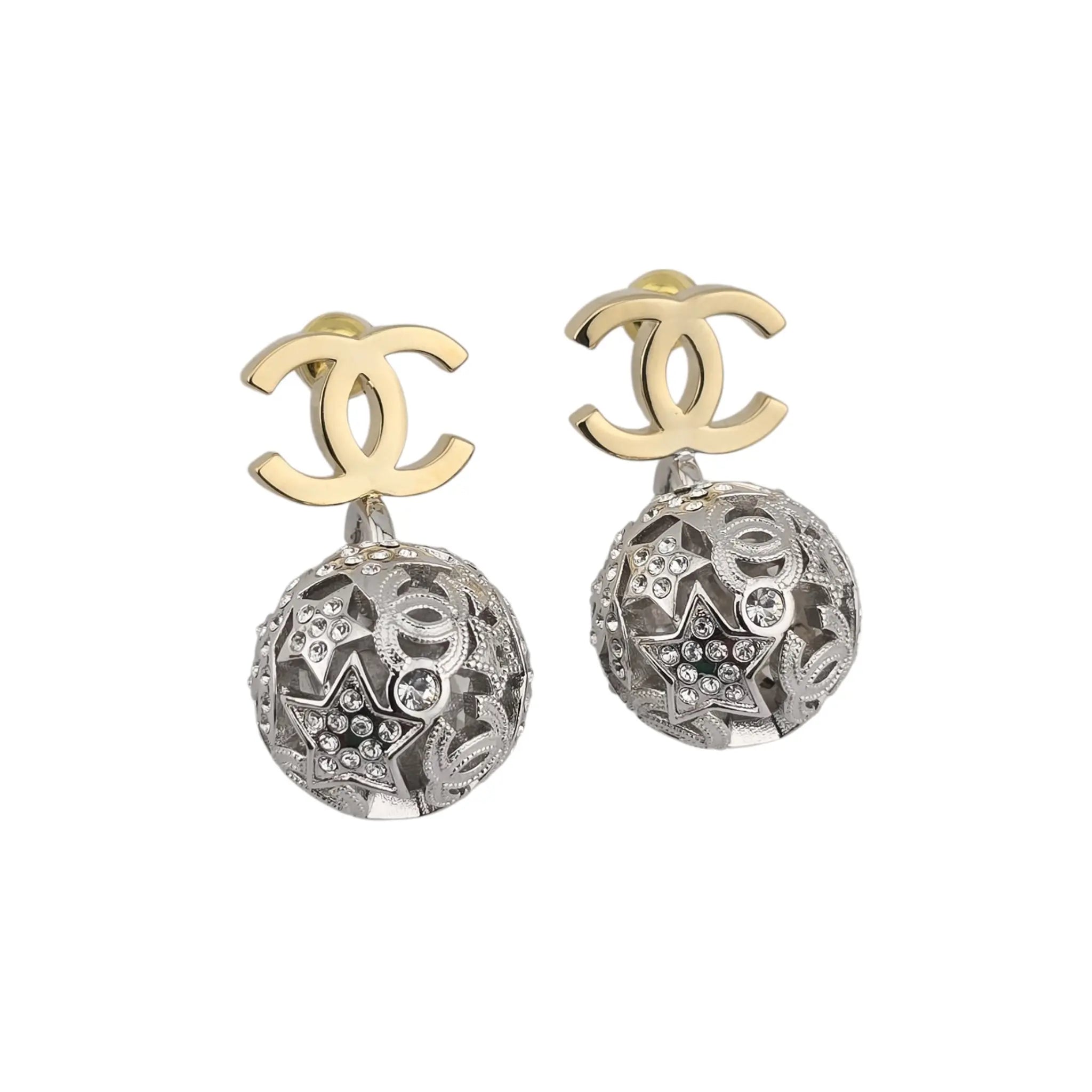 Chanel CC Gold / Silver Ball Earrings 2025 CHANEL