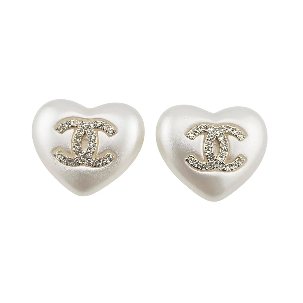 Chanel CC Heart Faux Pearl Earrings 2021 CHANEL