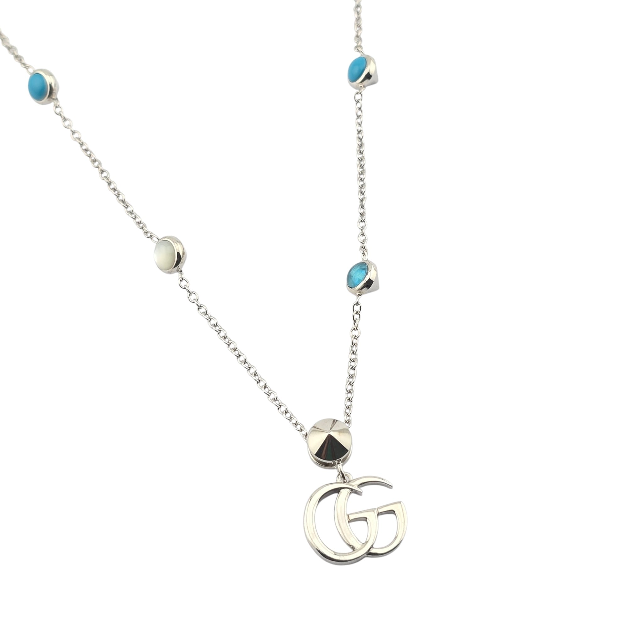 GUCCI GG Marmont Sterling Silver Mother of Pearl Necklace