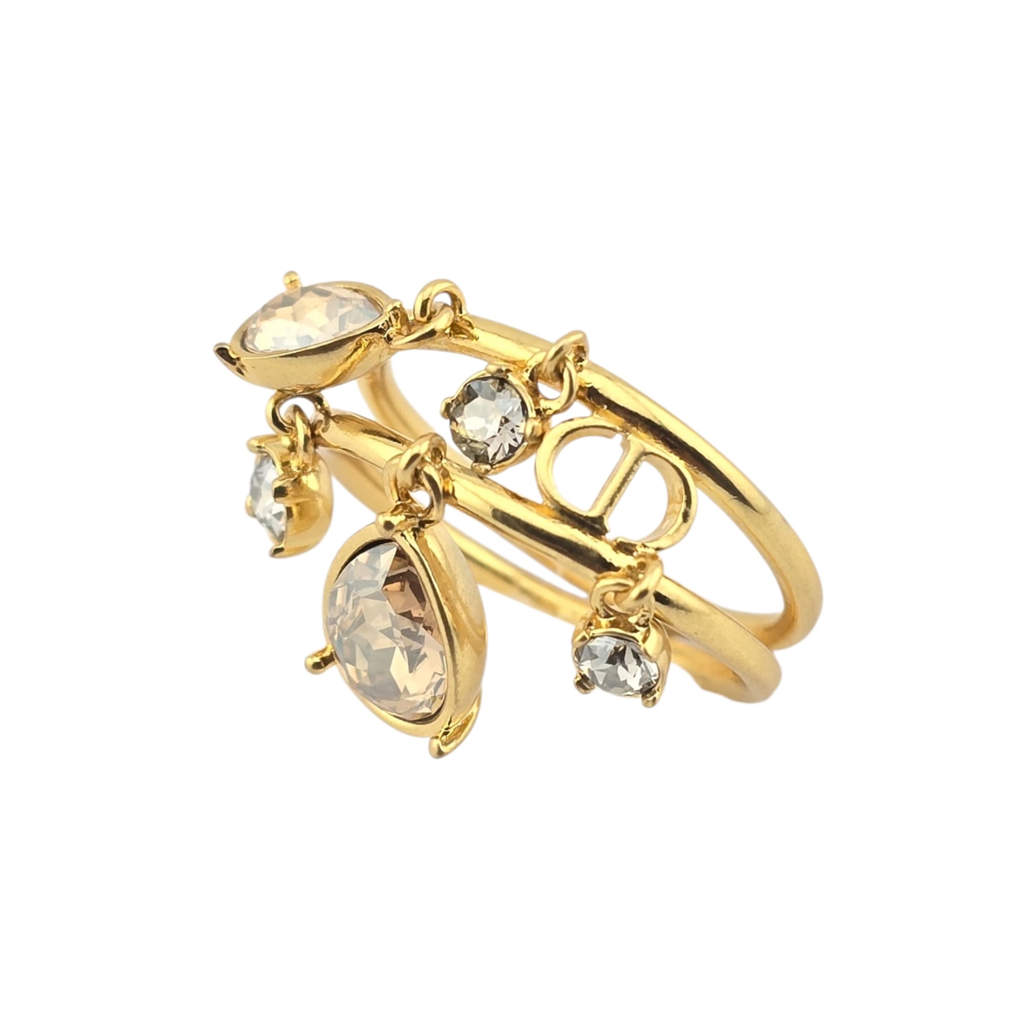 Christian Dior D-Drop Gold Ring
