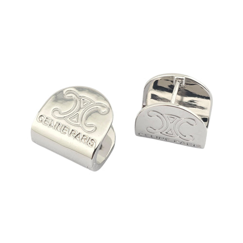 Celine Silver Metal Logo Earrings