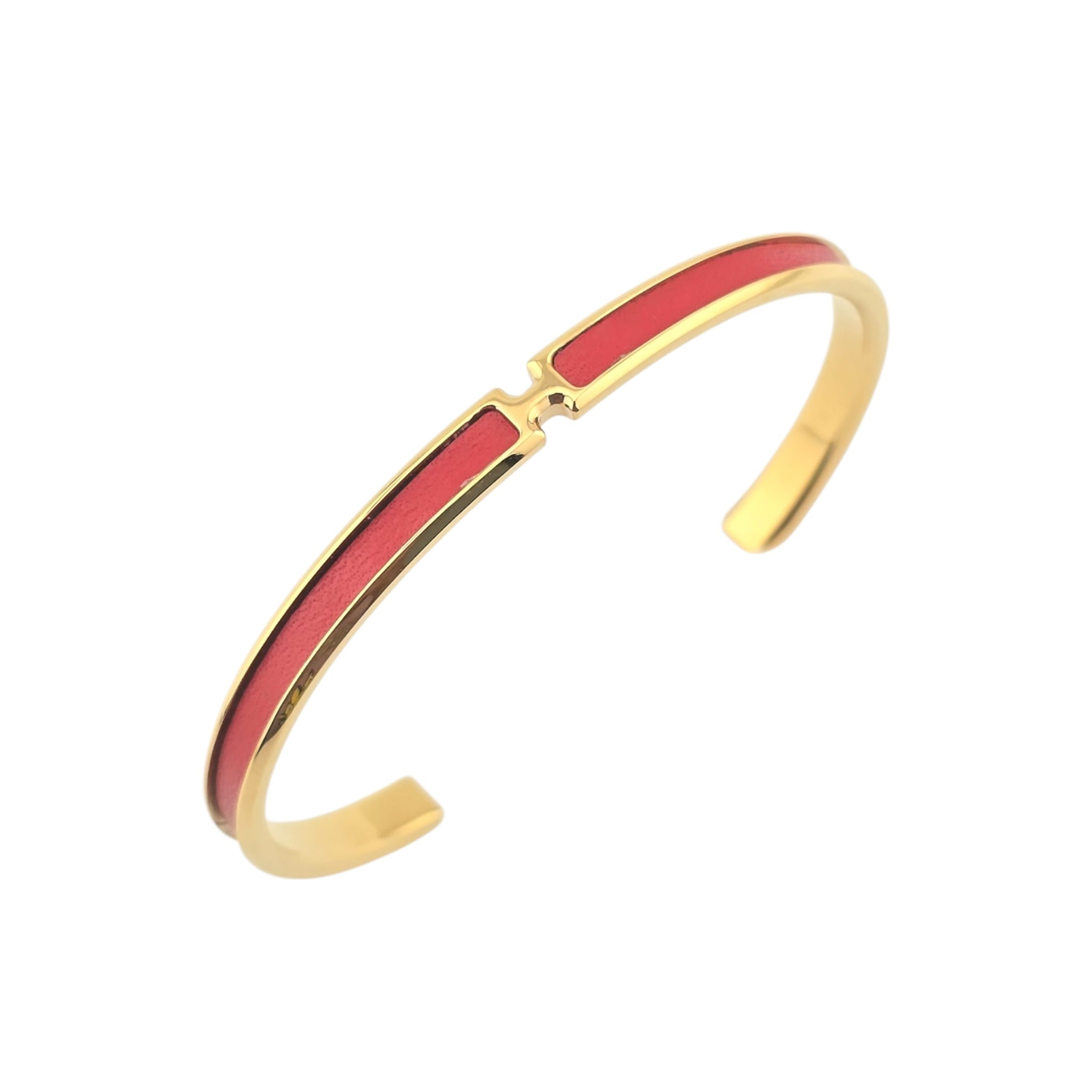Hermes Olympe Red Gold Leather Bracelet