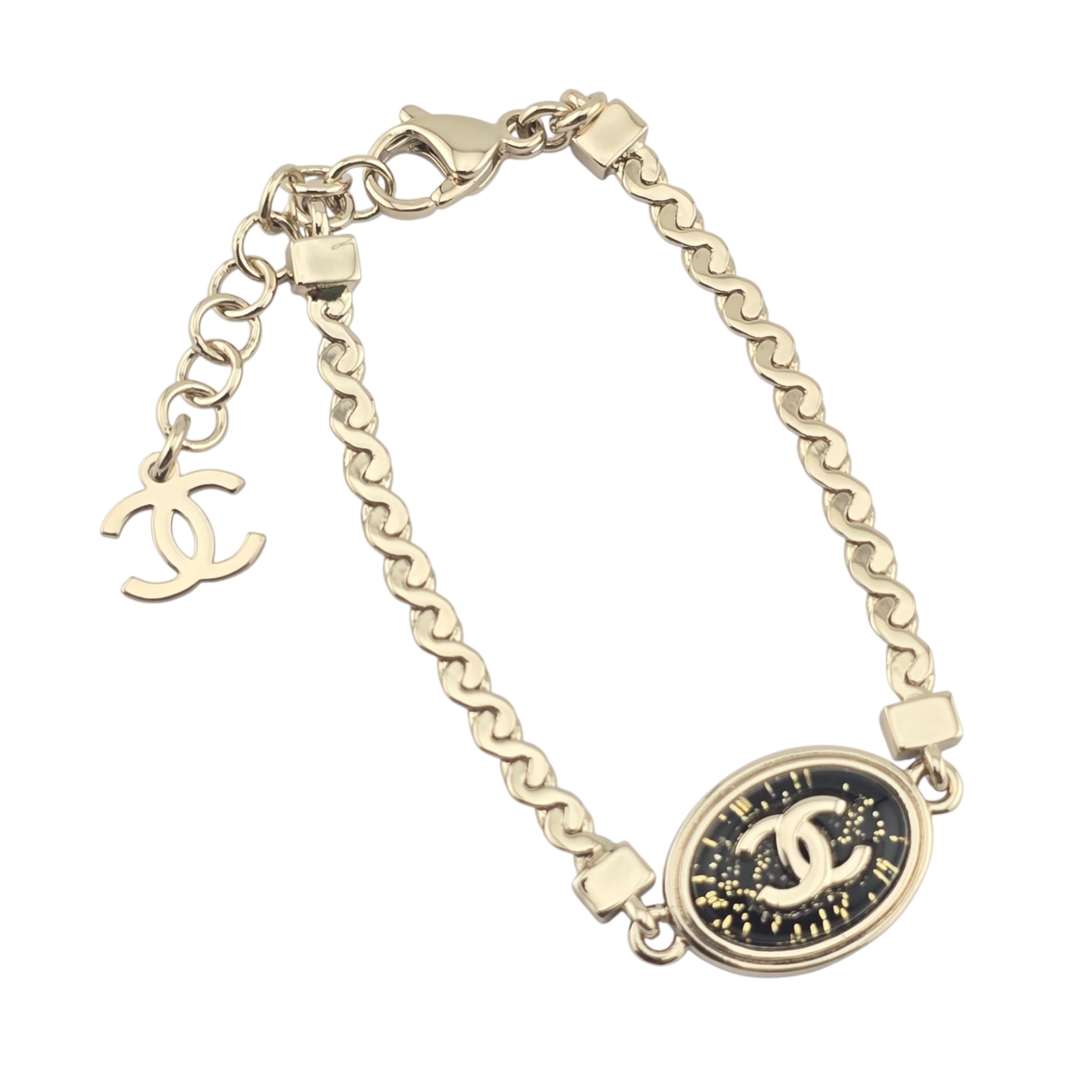 Chanel CC Gold Black Enamel Bracelet 2025