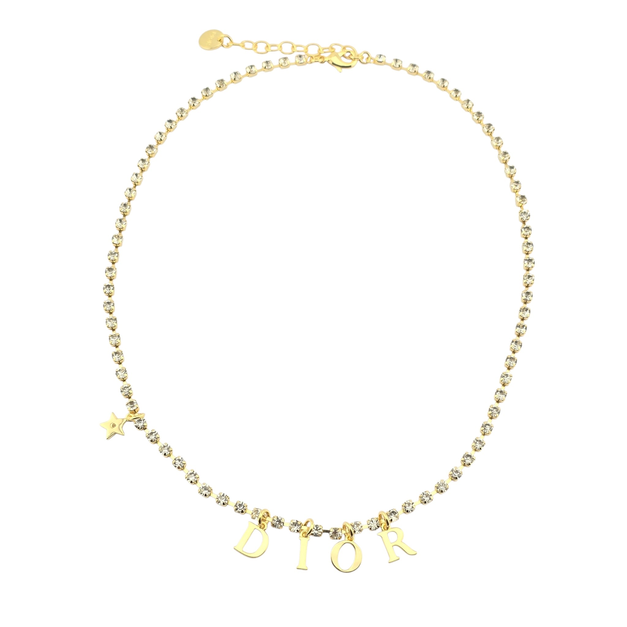 Christian Dior Crystal Gold Logo Necklace