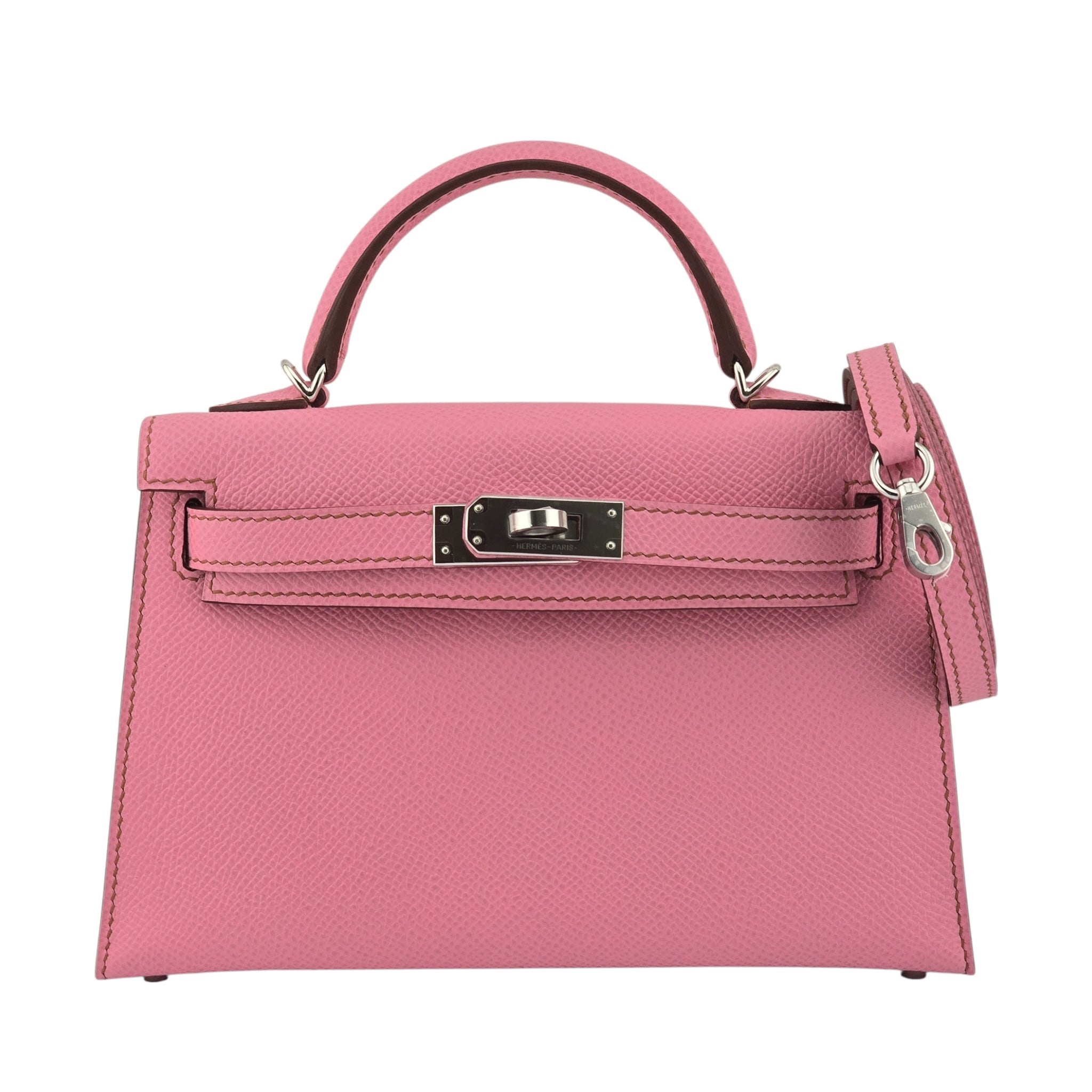Hermes Mini Kelly II Epsom 5P Bubblegum Pink Palladium Hardware Bag