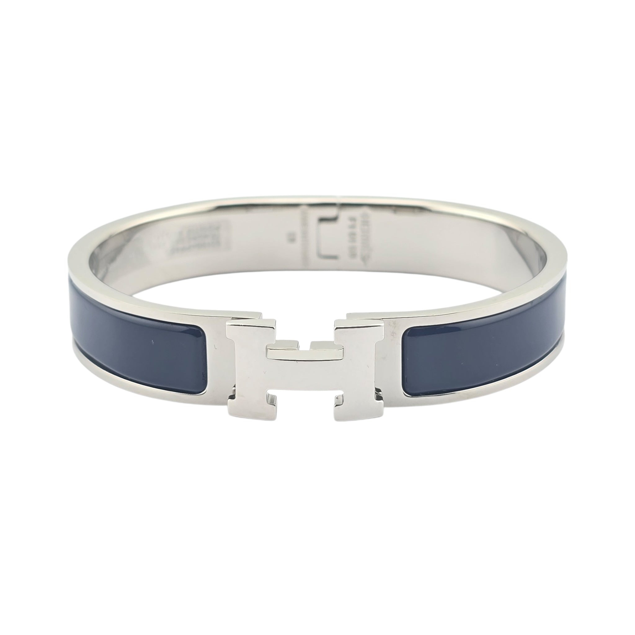 Hermes Clic H Bracelet Navy Blue Palladium GM