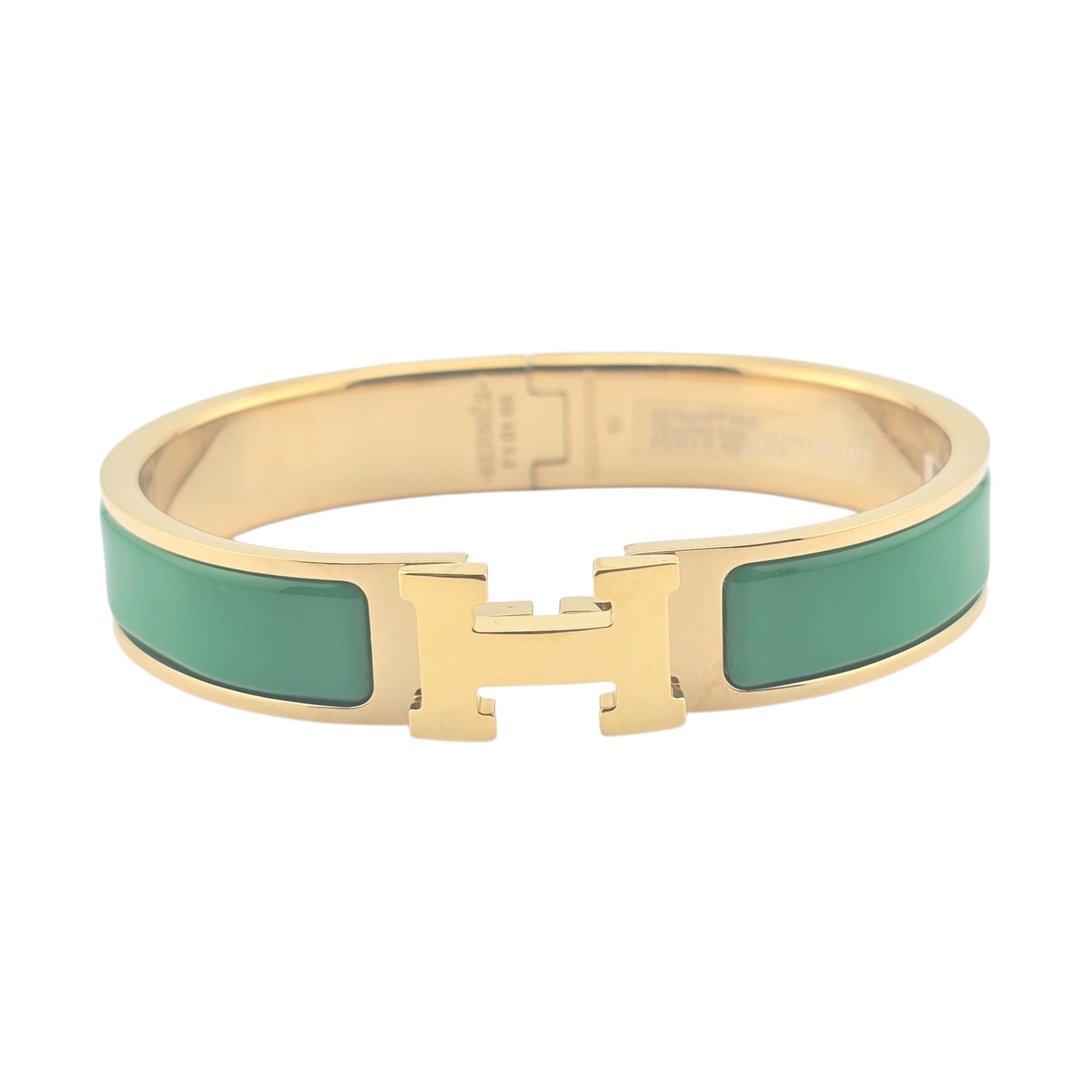 Hermes Clic H Bracelet Vert Moderne Gold GM
