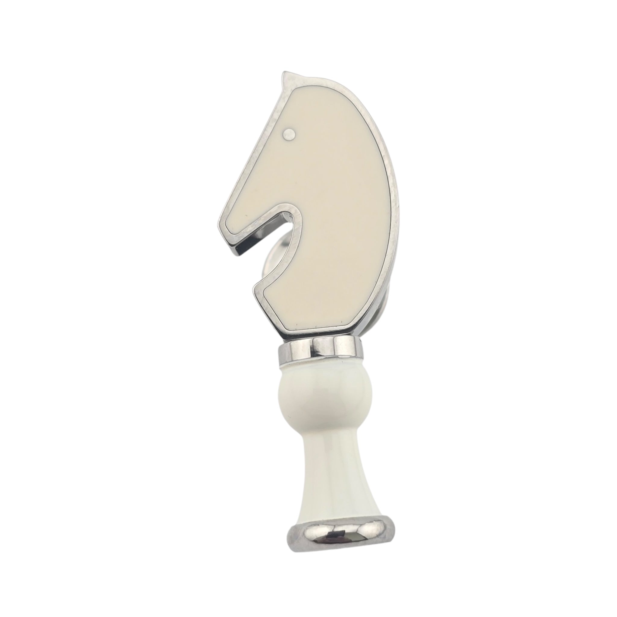 Hermes Cavalier Craie Pin Badge Palladium Brooch