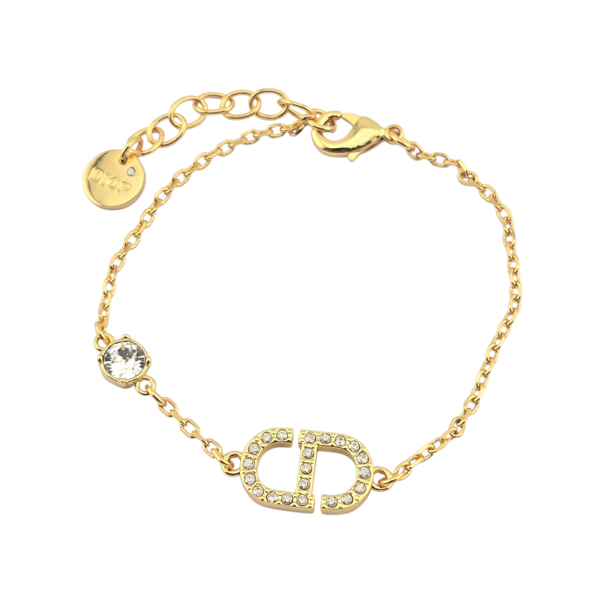 Christian Dior Petit CD Crystals Gold Tone Bracelet