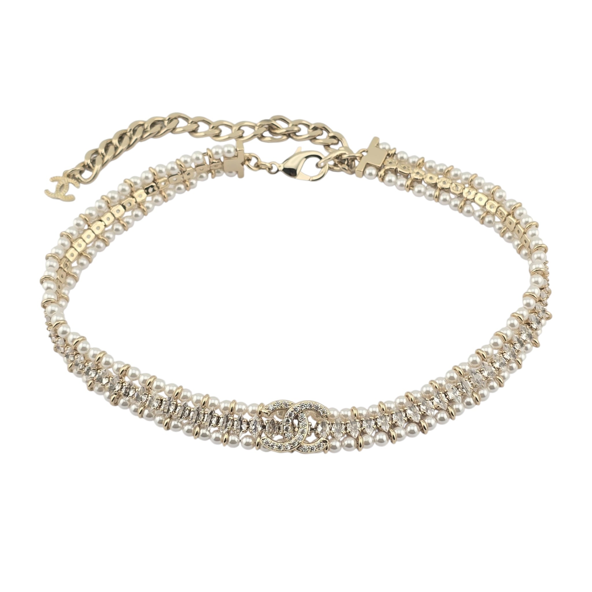 Chanel CC Faux Pearl Crystal Choker 2022