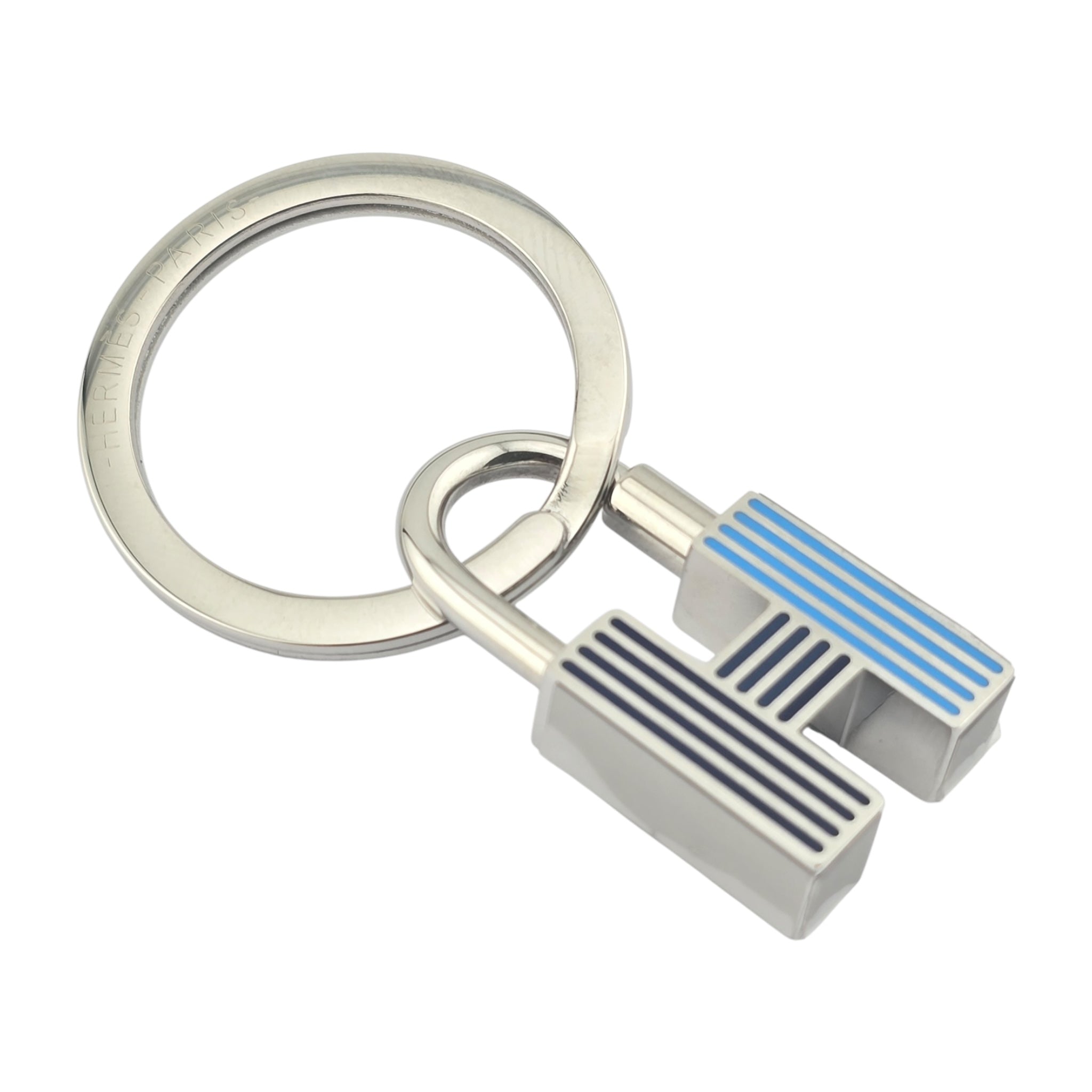 Hermes Cadenas Quizz Rainbow Blue Key Ring