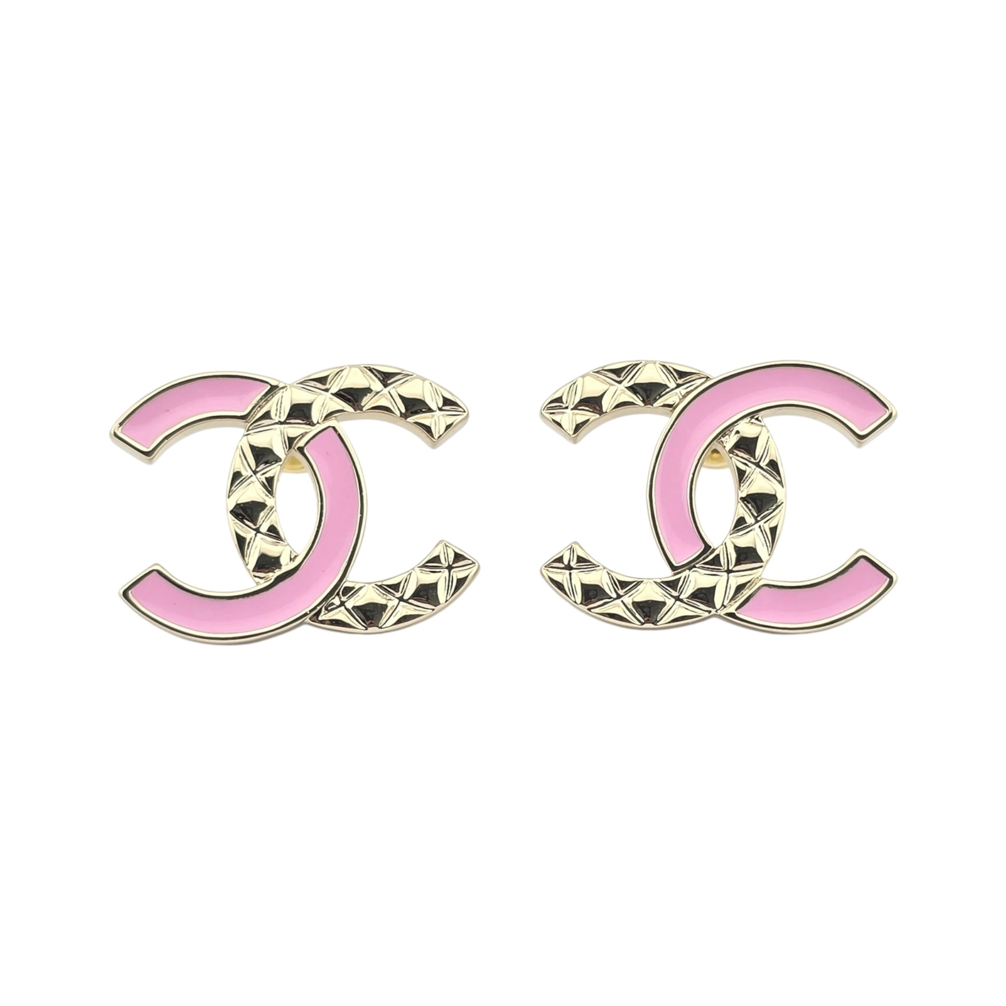 Chanel CC Gold Pink Stud Earrings 2025