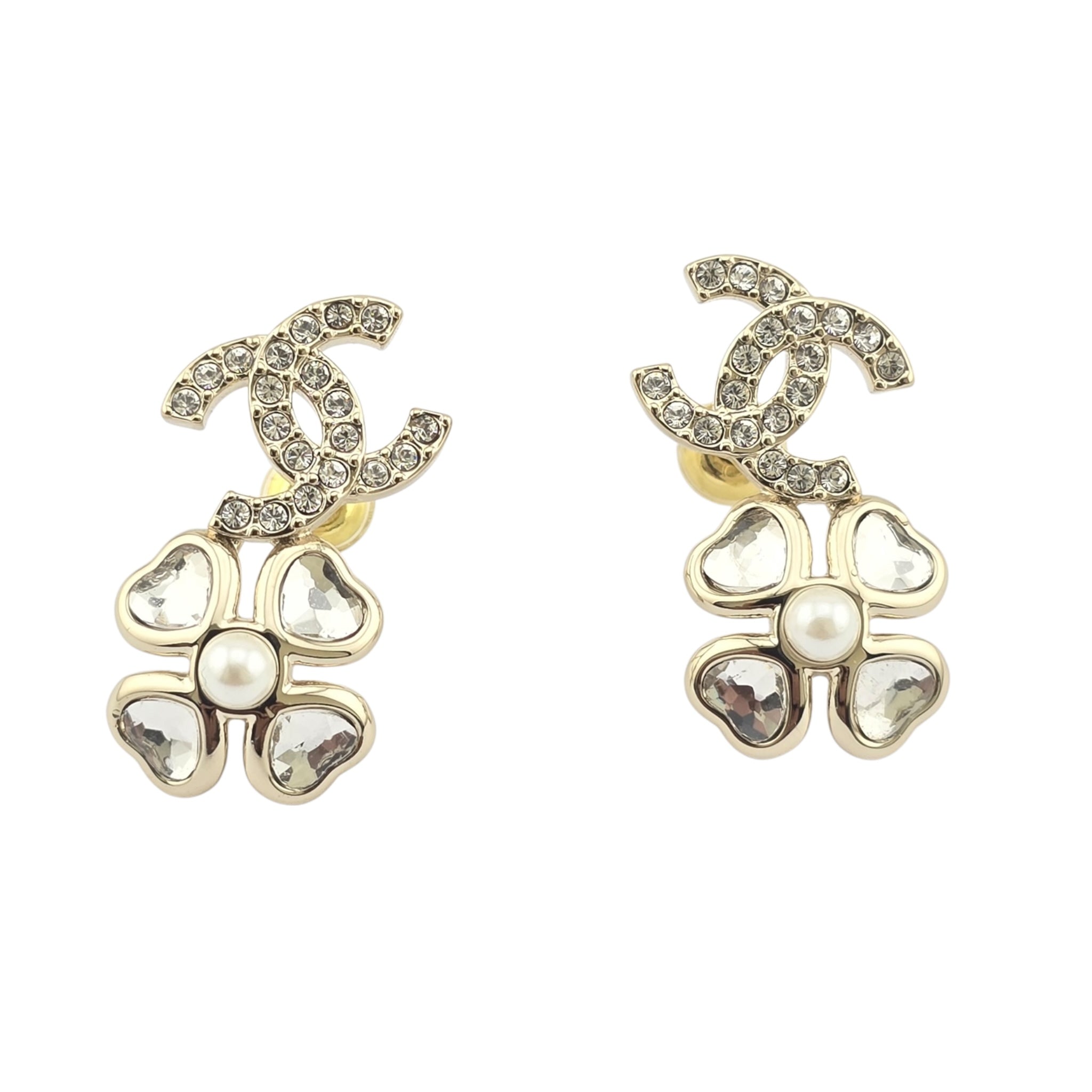 Chanel CC Crystal Earrings Gold 2025