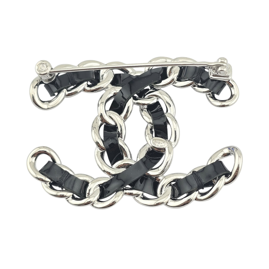 Chanel Lambskin Chain CC Brooch Black Silver 2025