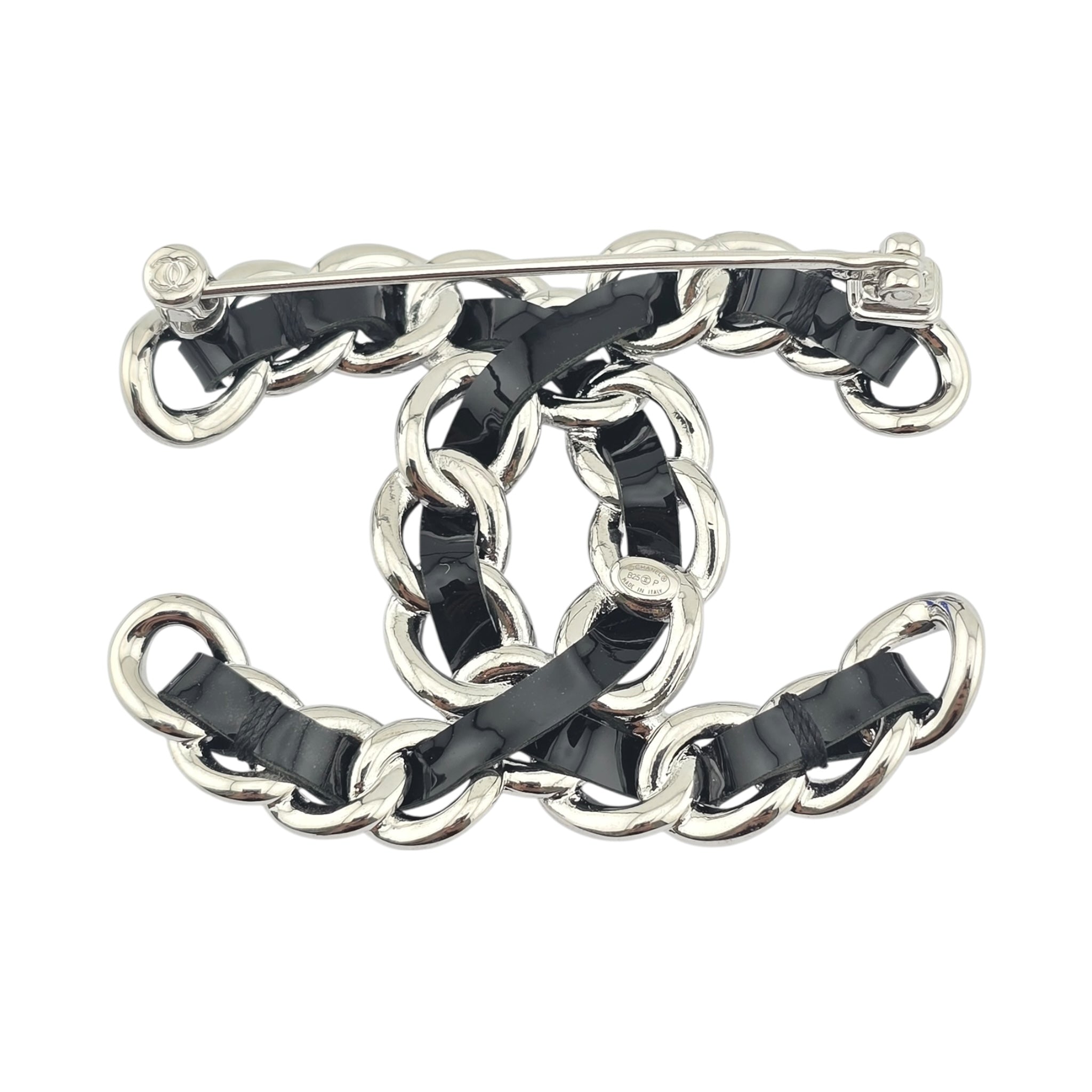 Chanel Lambskin Chain CC Brooch Black Silver 2025