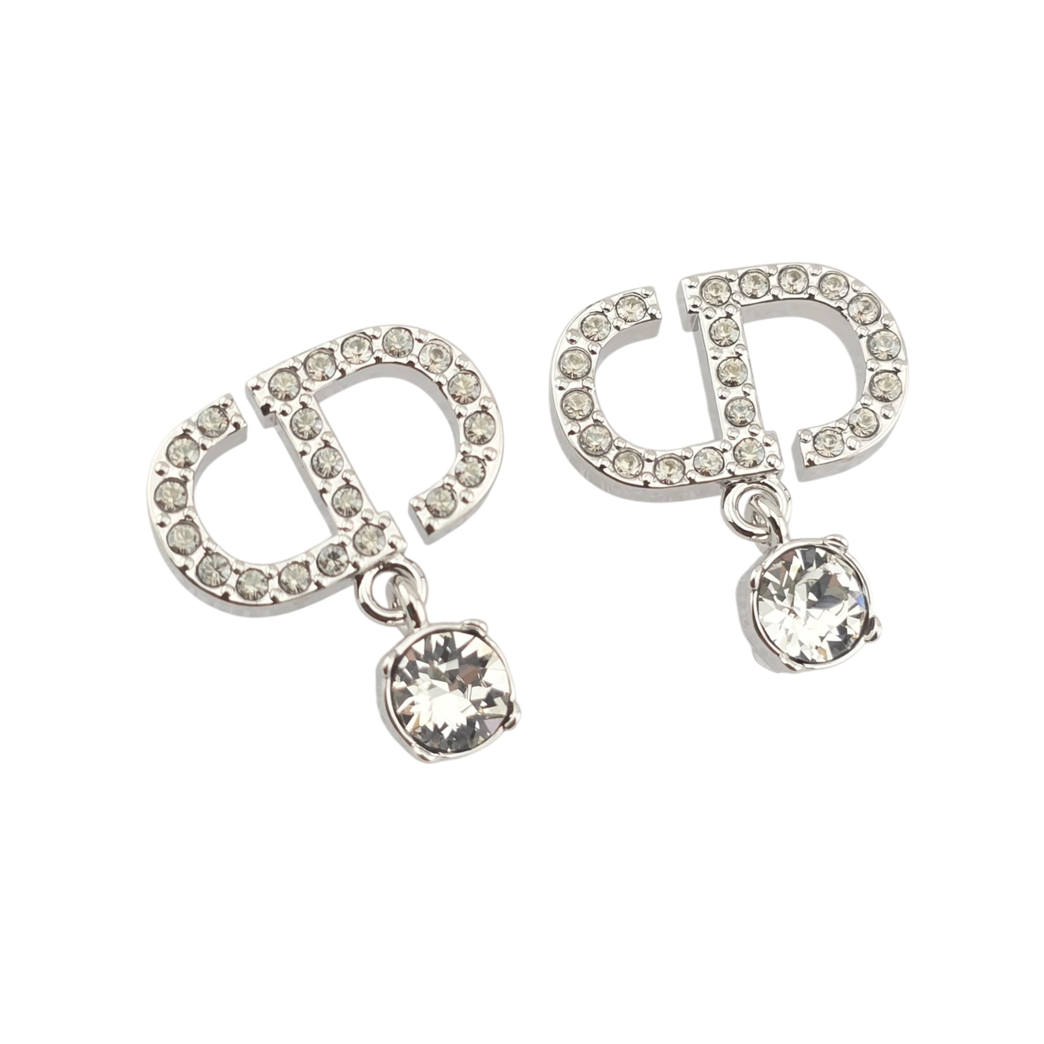 Christian Dior Petit CD Silver Crystal Earrings
